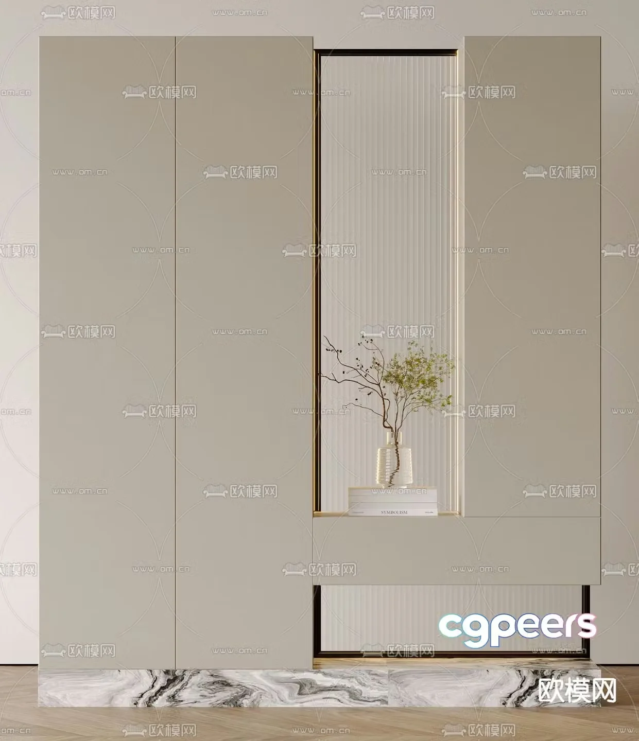 Door entry shoe cabinet 3D model