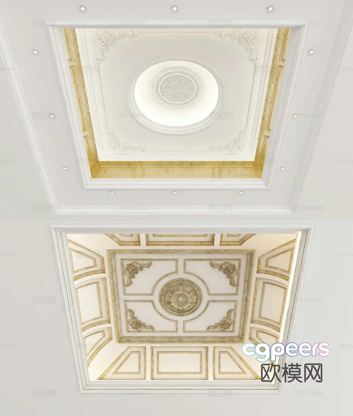 European vaulted ceiling carved ceiling 3D model