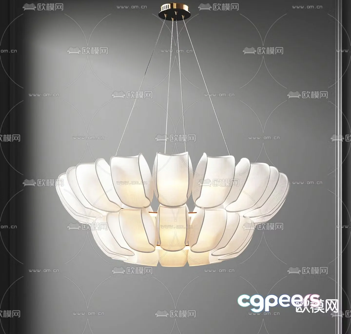 Japanese style chandelier dining chandelier 3d model