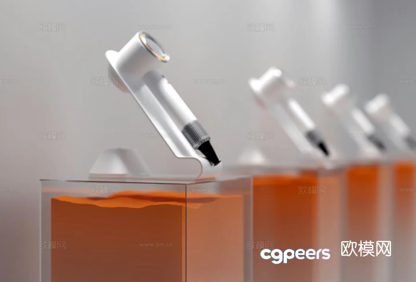 Airplane Exhibition Hall Orange Gradient Display Stand Acrylic Booth 3D Model