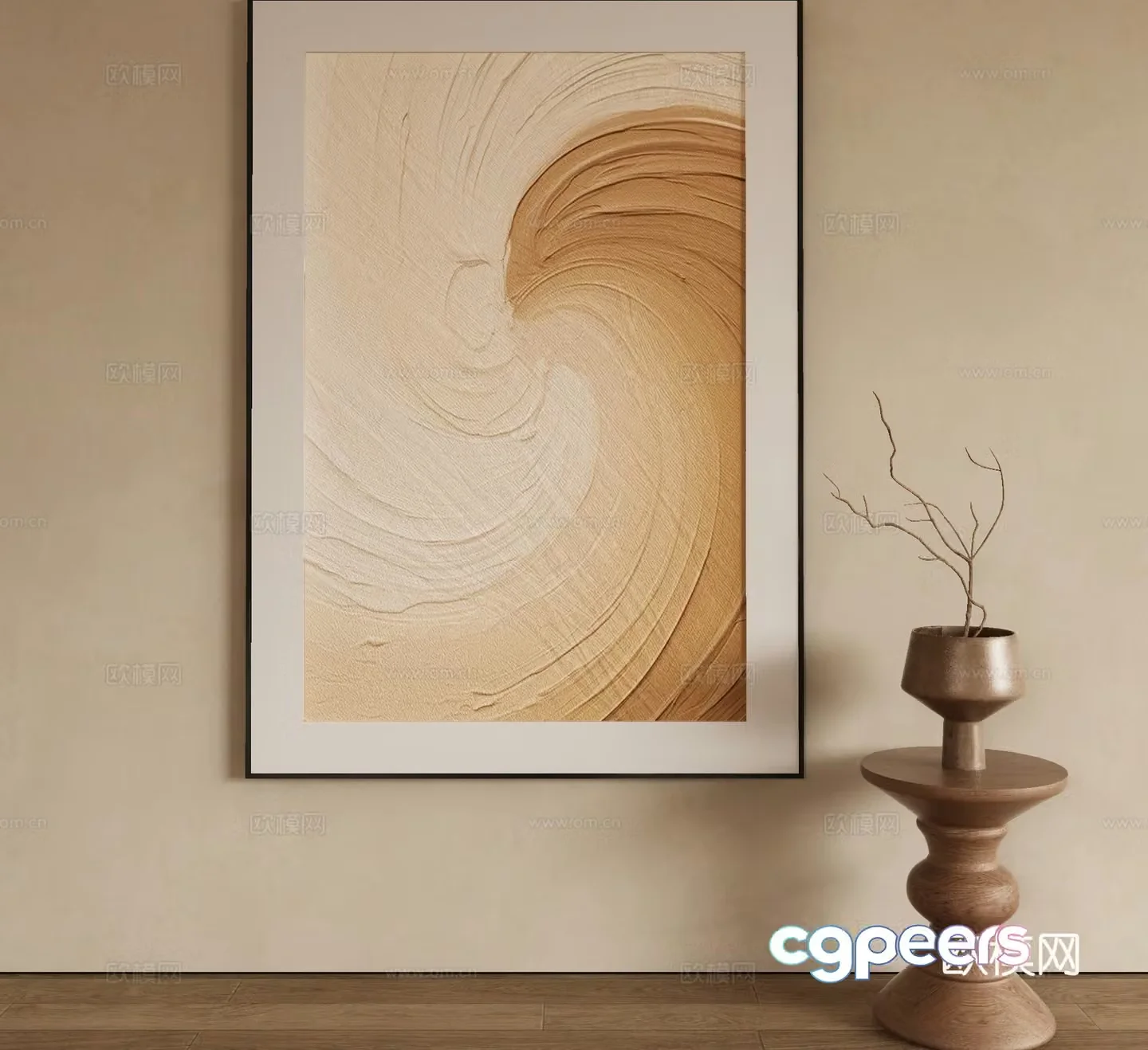 Modern texture painting decorative painting 3d model