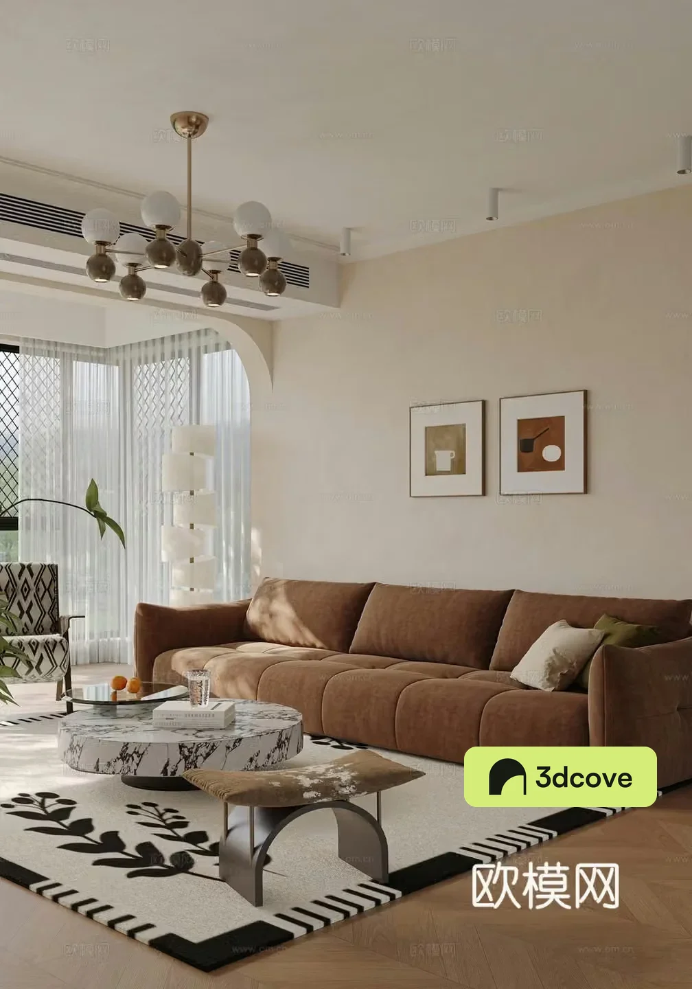 Medium cream home living room