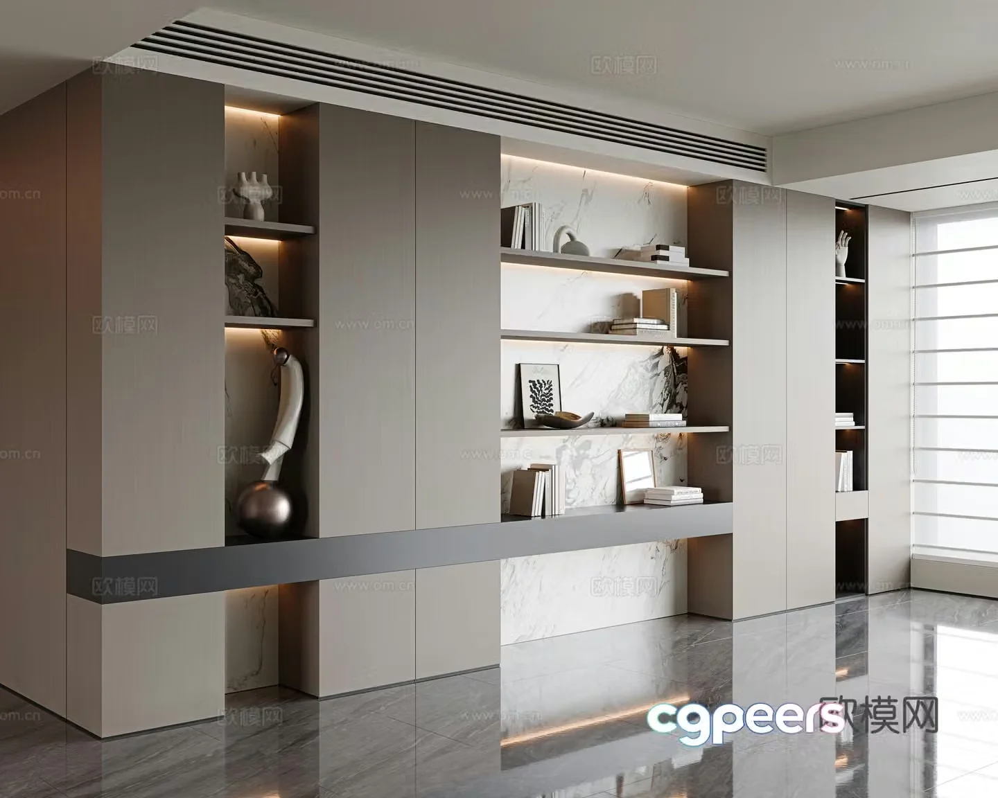 Italian modern decorative cabinet study bookcase living room decorative cabinet open bookcase office bookcase 3d model