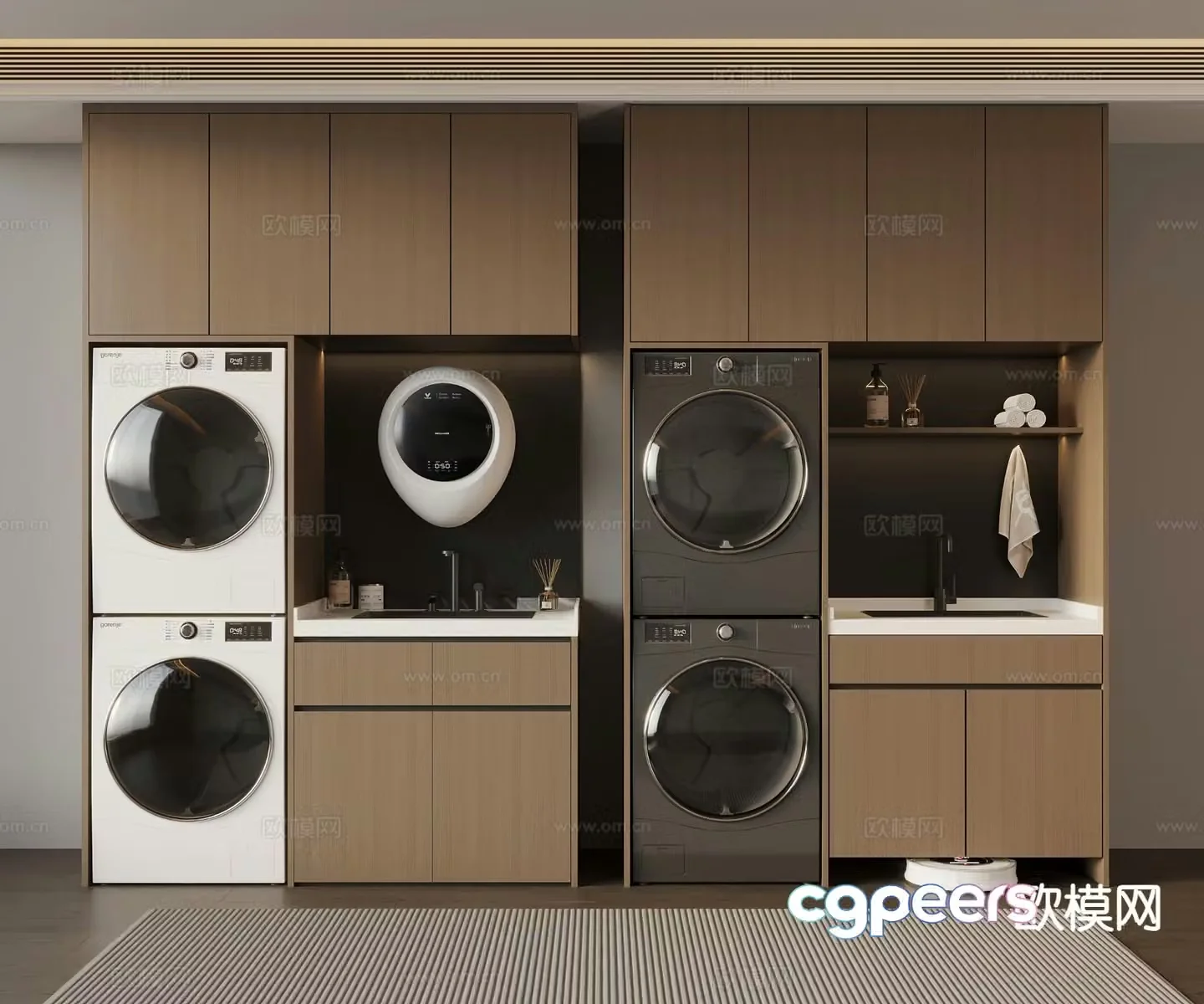 Italian washing machine cabinet balcony cabinet 3d model