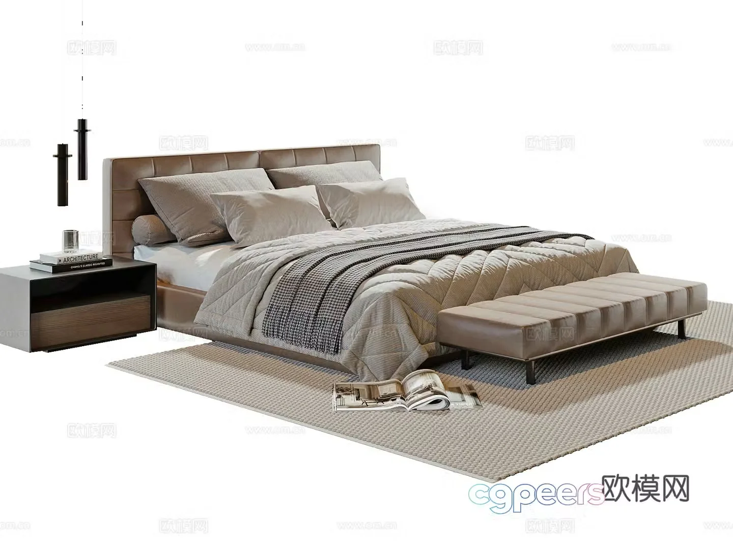 Modern double bed 3d model