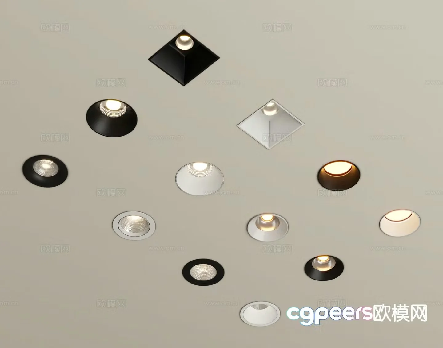 Modern recessed downlight spotlight track light 3d model