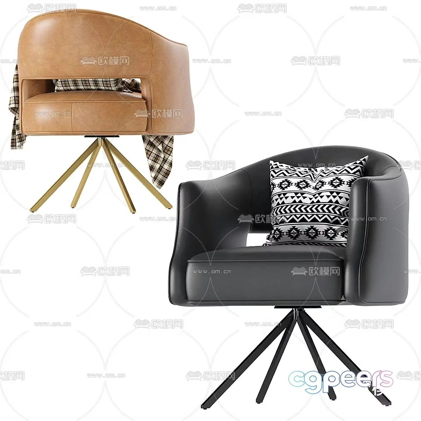 Giorgetti leather single chair lounge chair 3d model