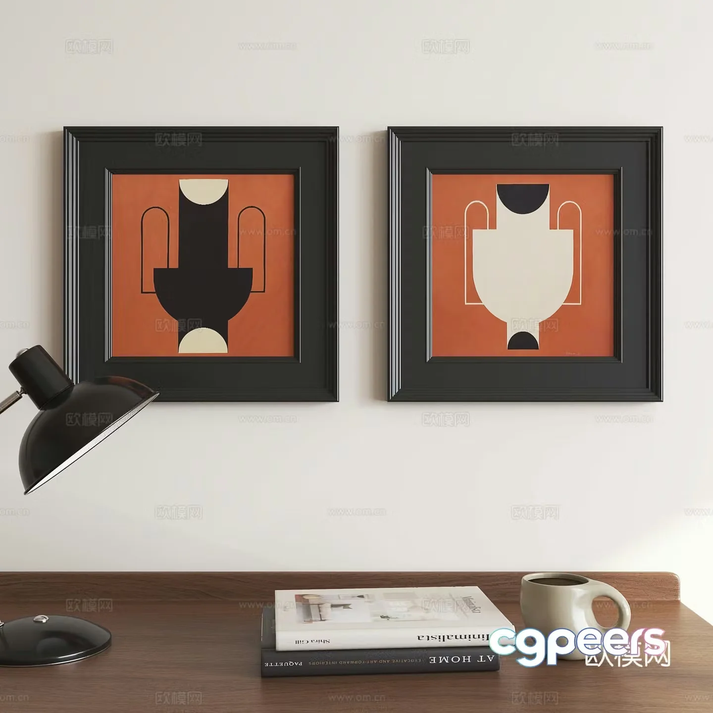 Modern medieval abstract hanging painting 3d model