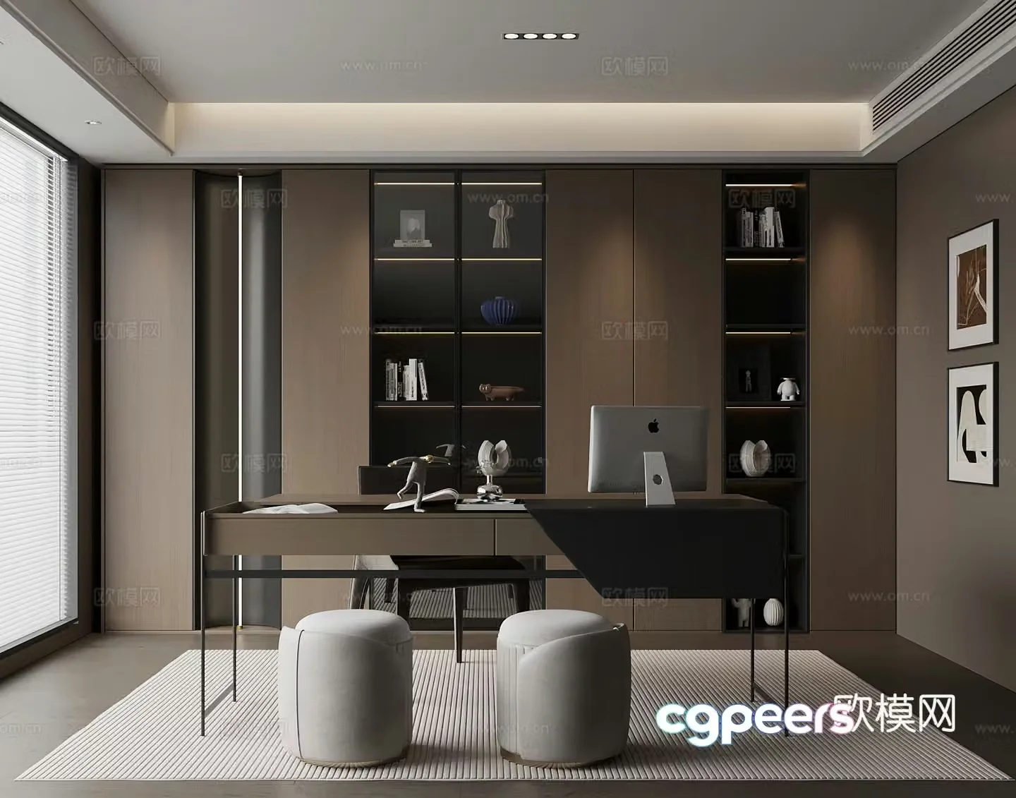 Italian study desk and chair 3d model