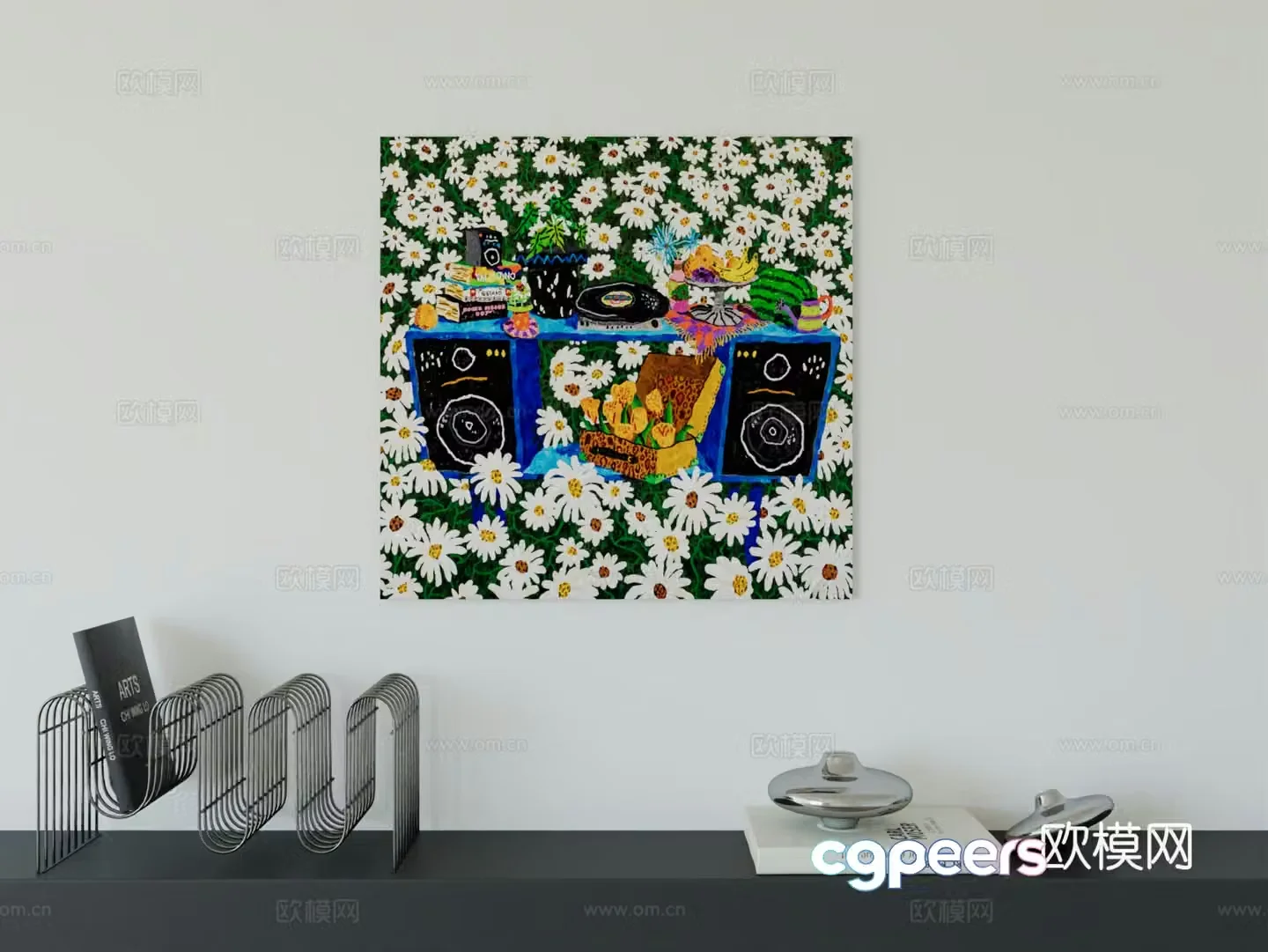 Modern minimalist hanging painting Bauhaus art hanging painting 3d model