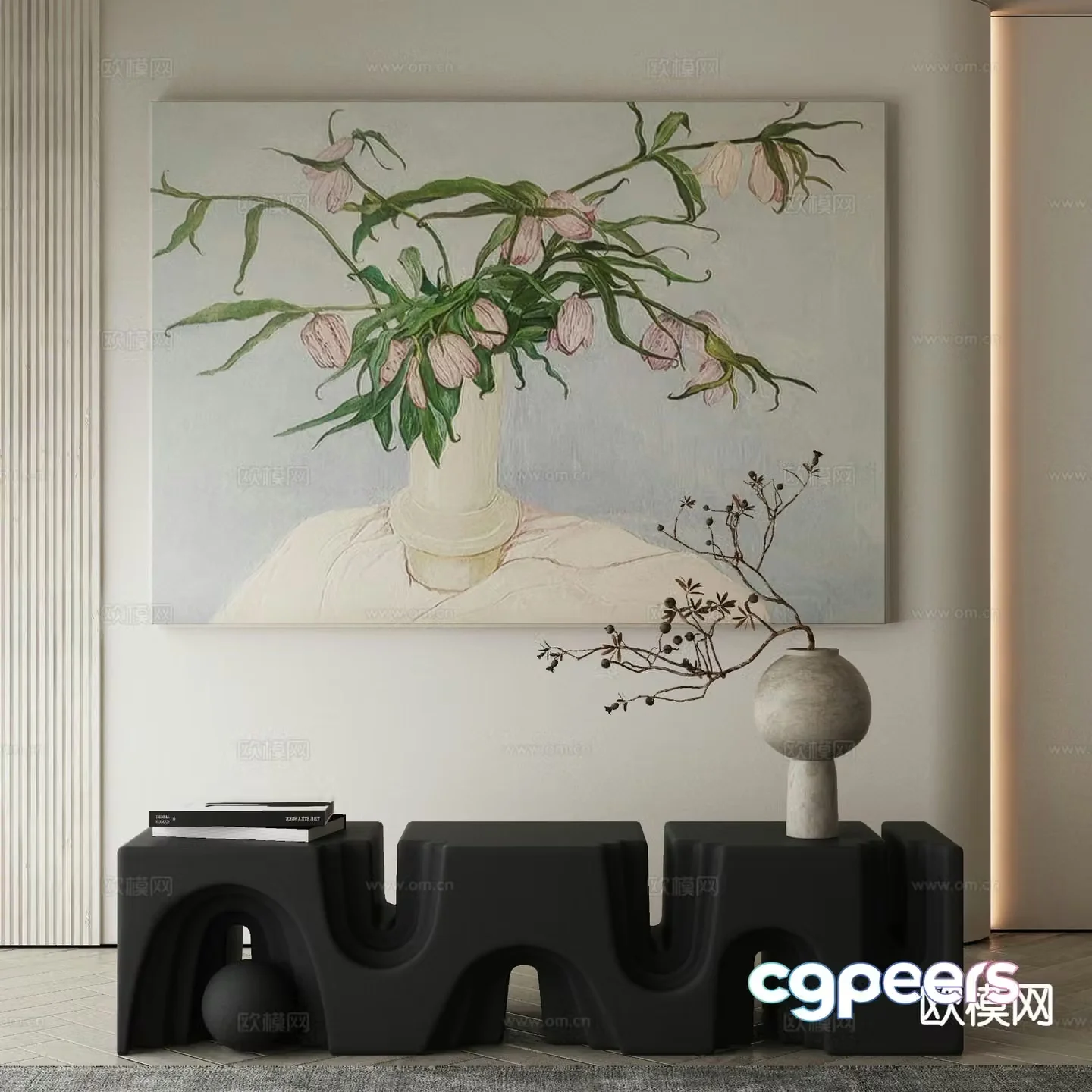 Modern decorative painting flower oil painting 3d model