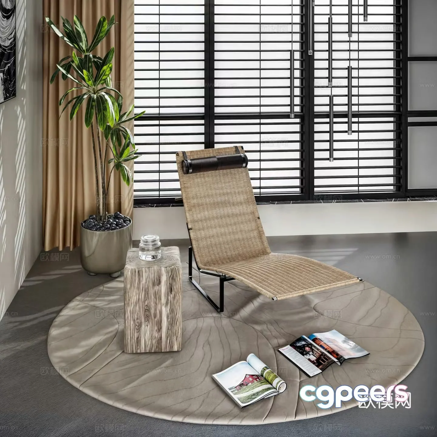 Modern leisure chair lounge chair outdoor chair coffee table chandeliers 3d model