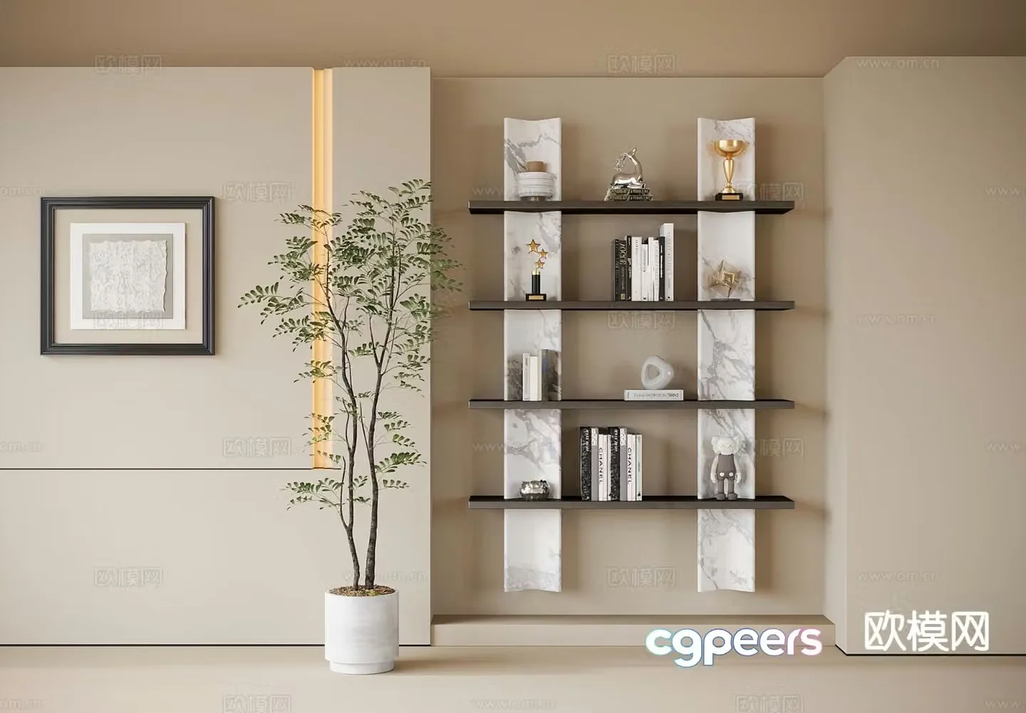 Modern decorative rack storage rack 3d model
