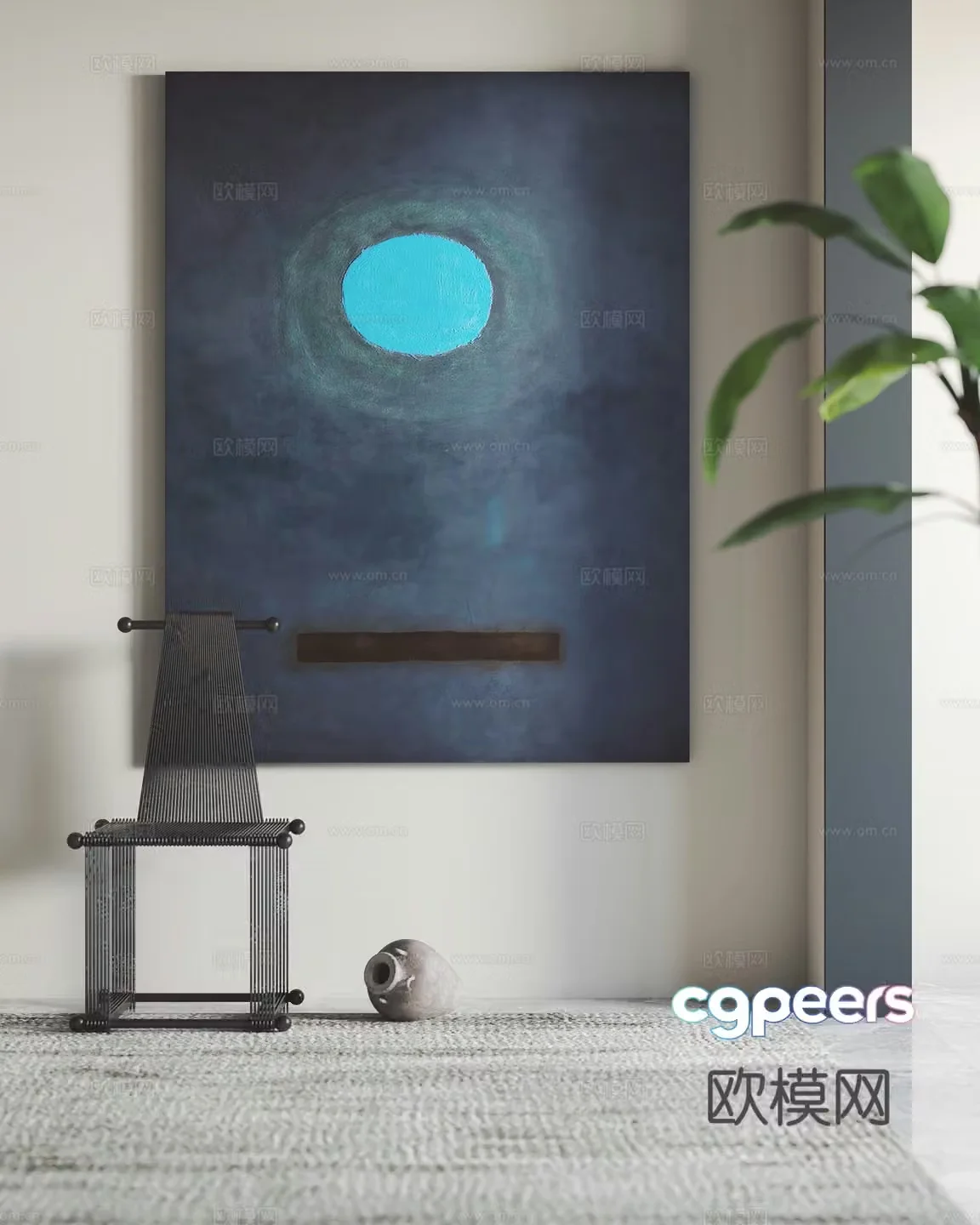 Modern decorative paintings hanging paintings leisure chair 3d model
