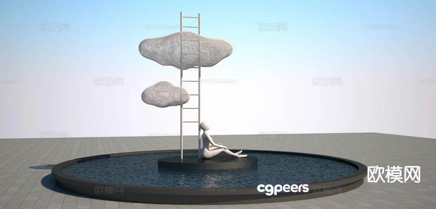 Cloud Staircase Abstract Figure Sculpture 3D Model
