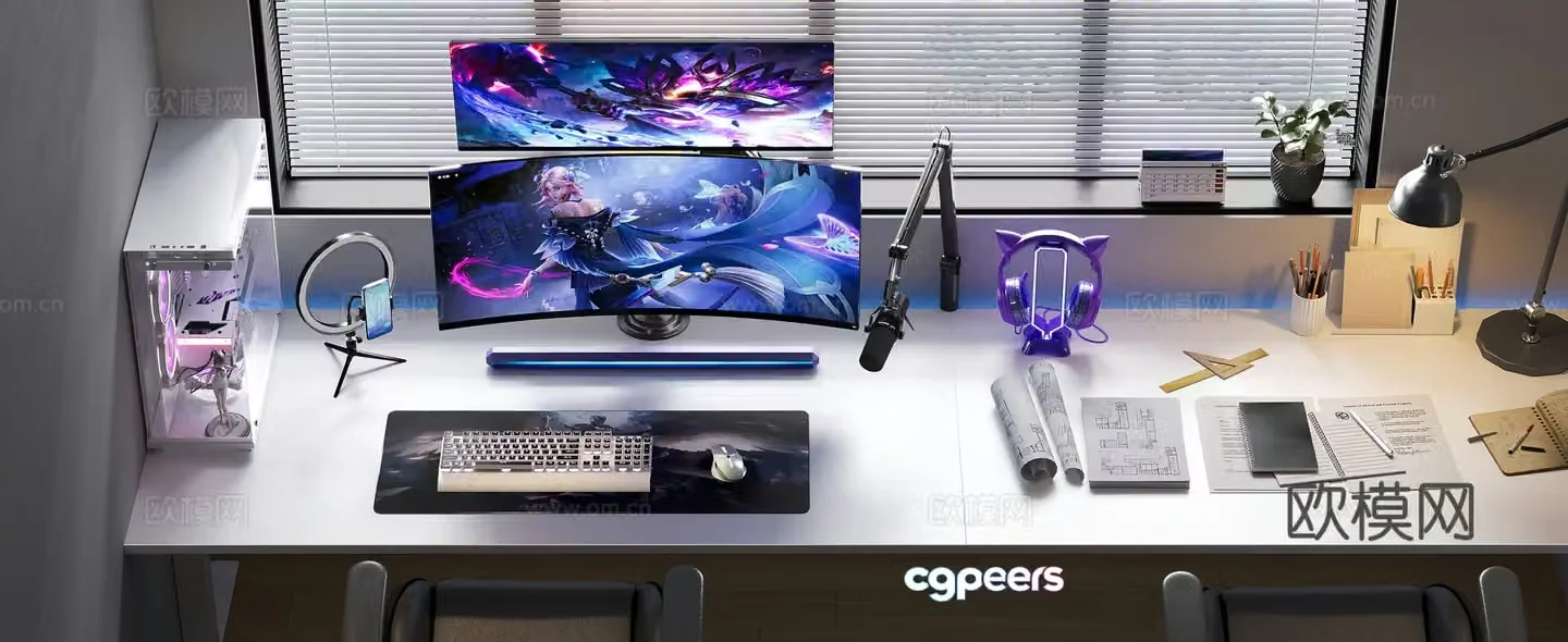 Modern e -sports computer keyboard 3D model