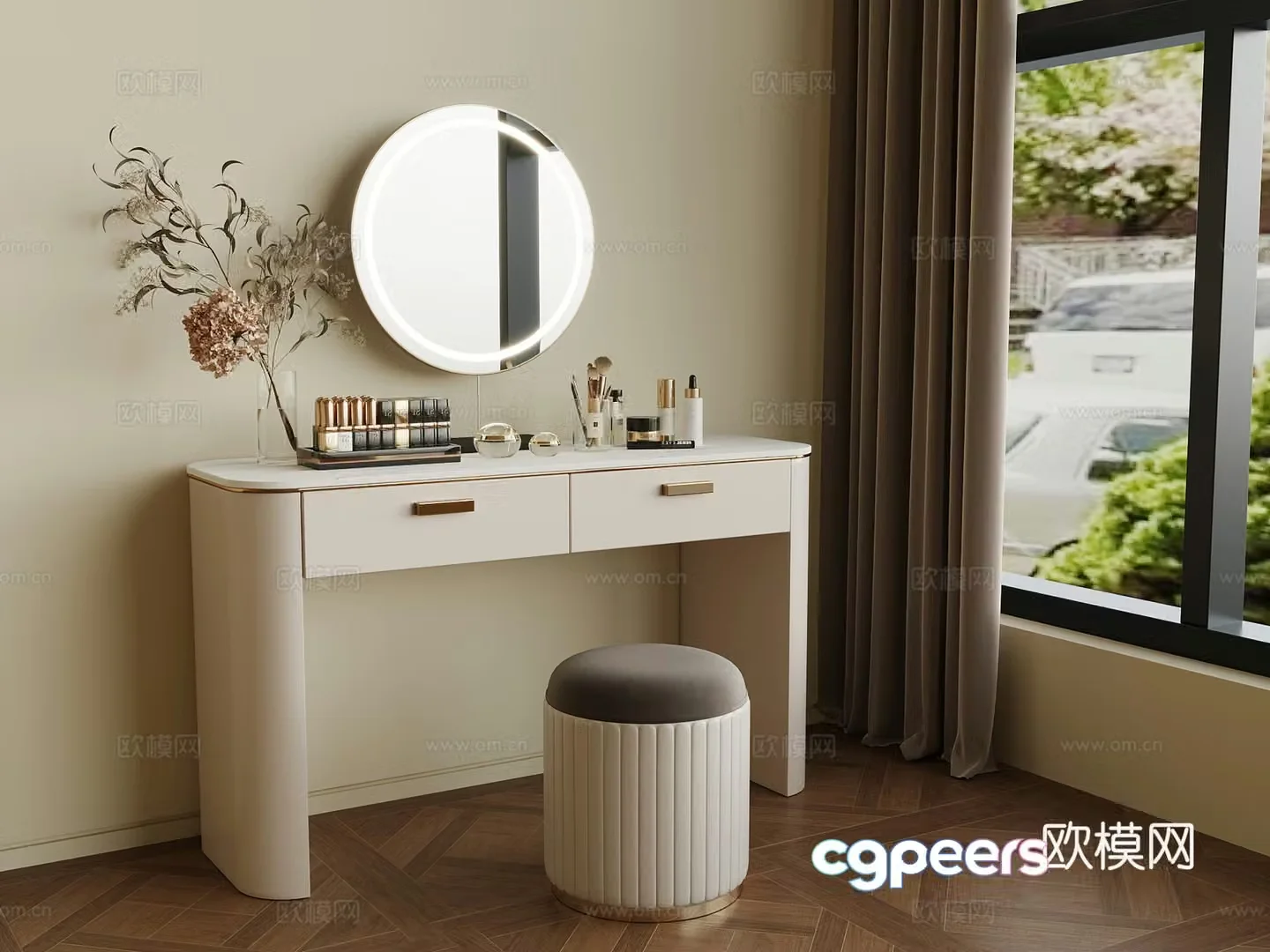 05 Dressing table Cosmetics Makeup mirror Ornament 3D model