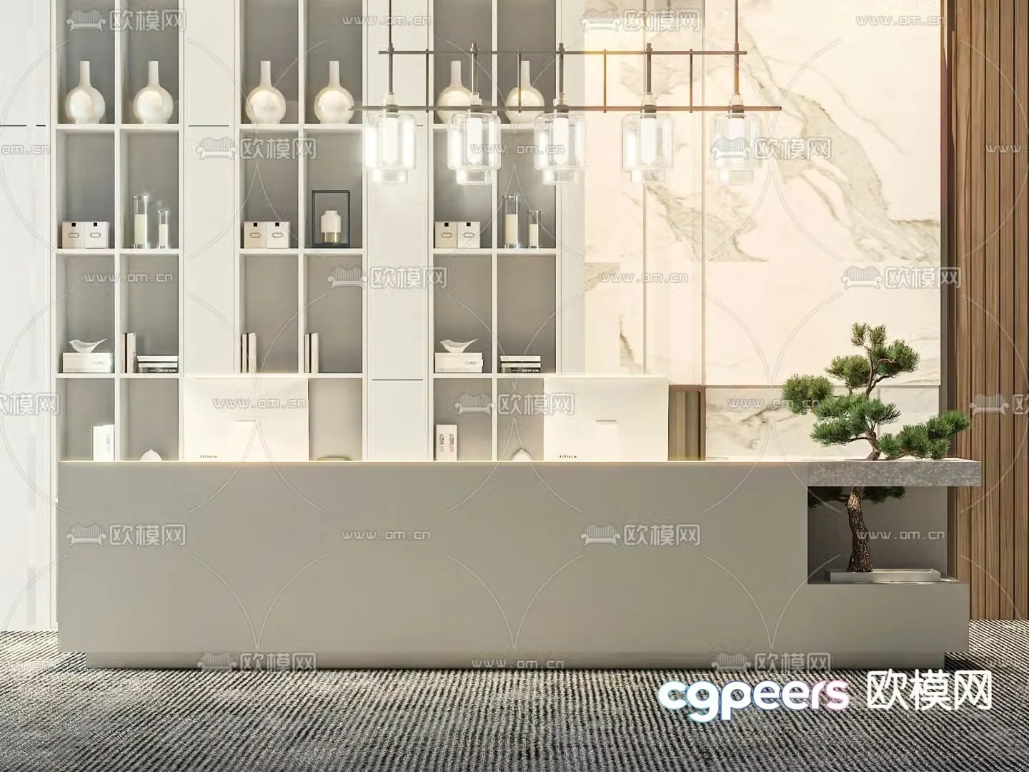 Front desk reception desk service desk 3d model