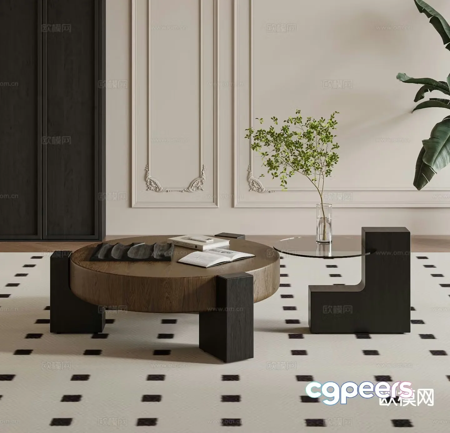 Medieval style coffee table mother-in-law coffee table 3d model