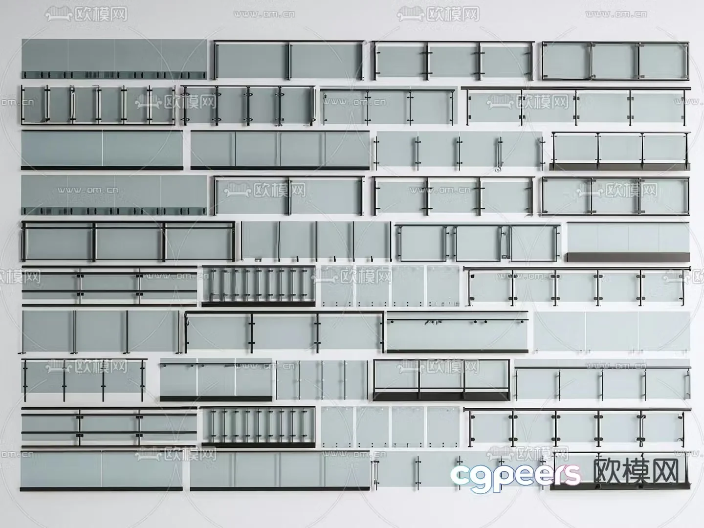 glass railing glass handrail glass guardrail 3d model