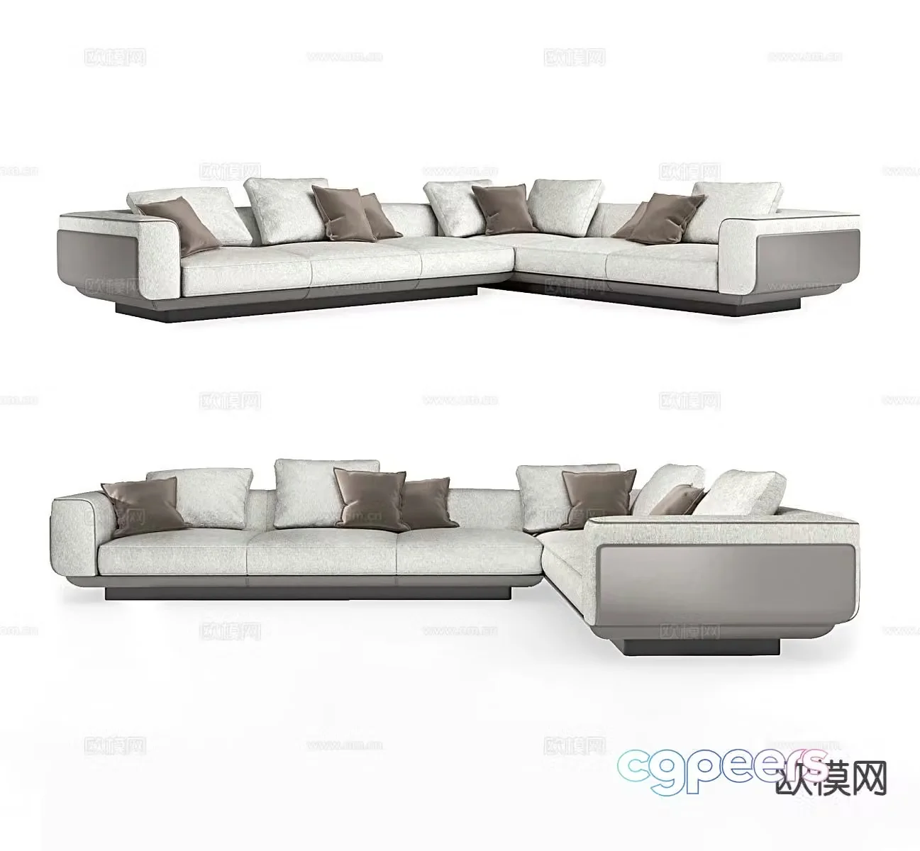 Light luxury multi-person sofa corner sofa 3D model