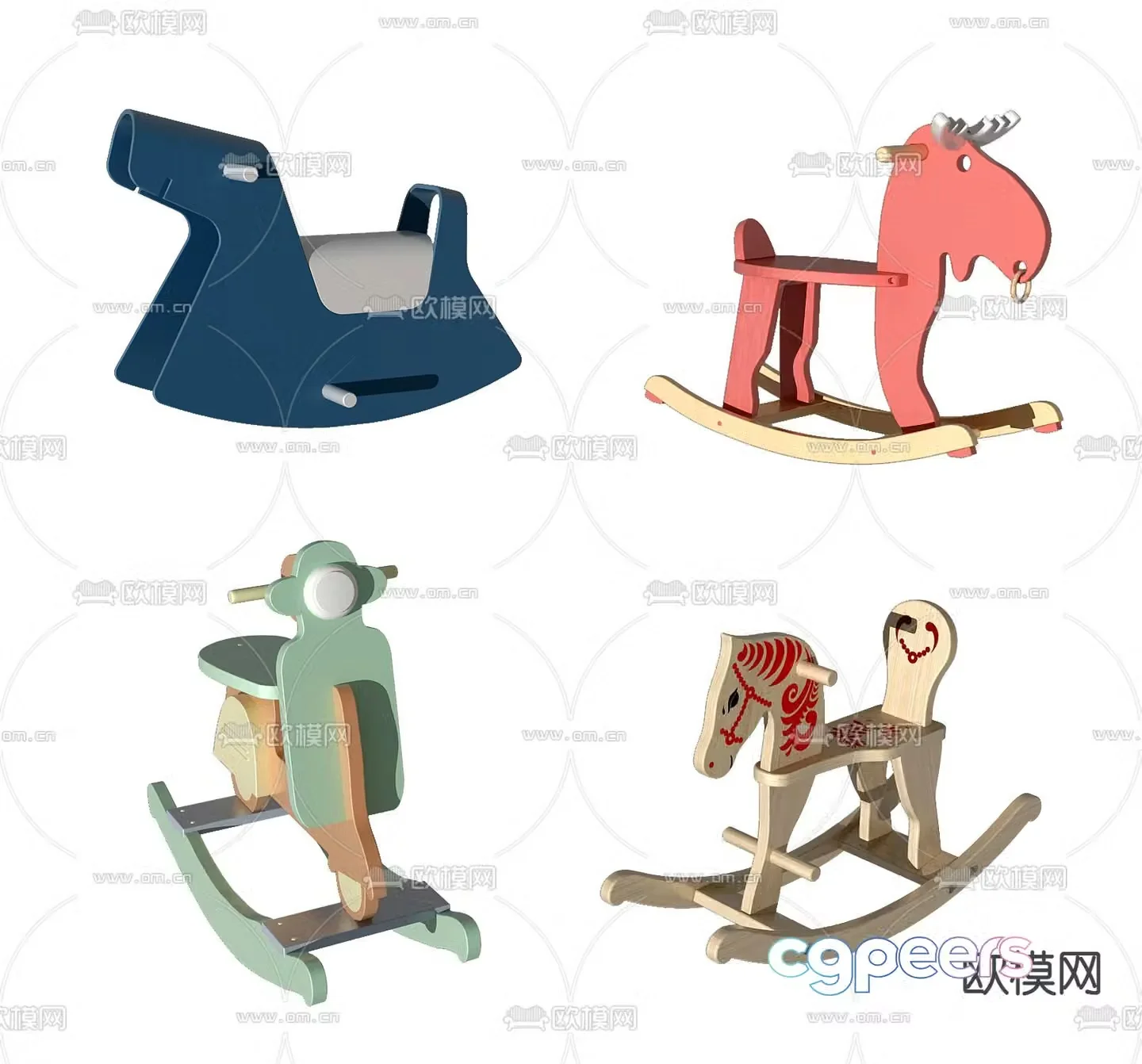 Modern children’s rocking horse toy 3d model