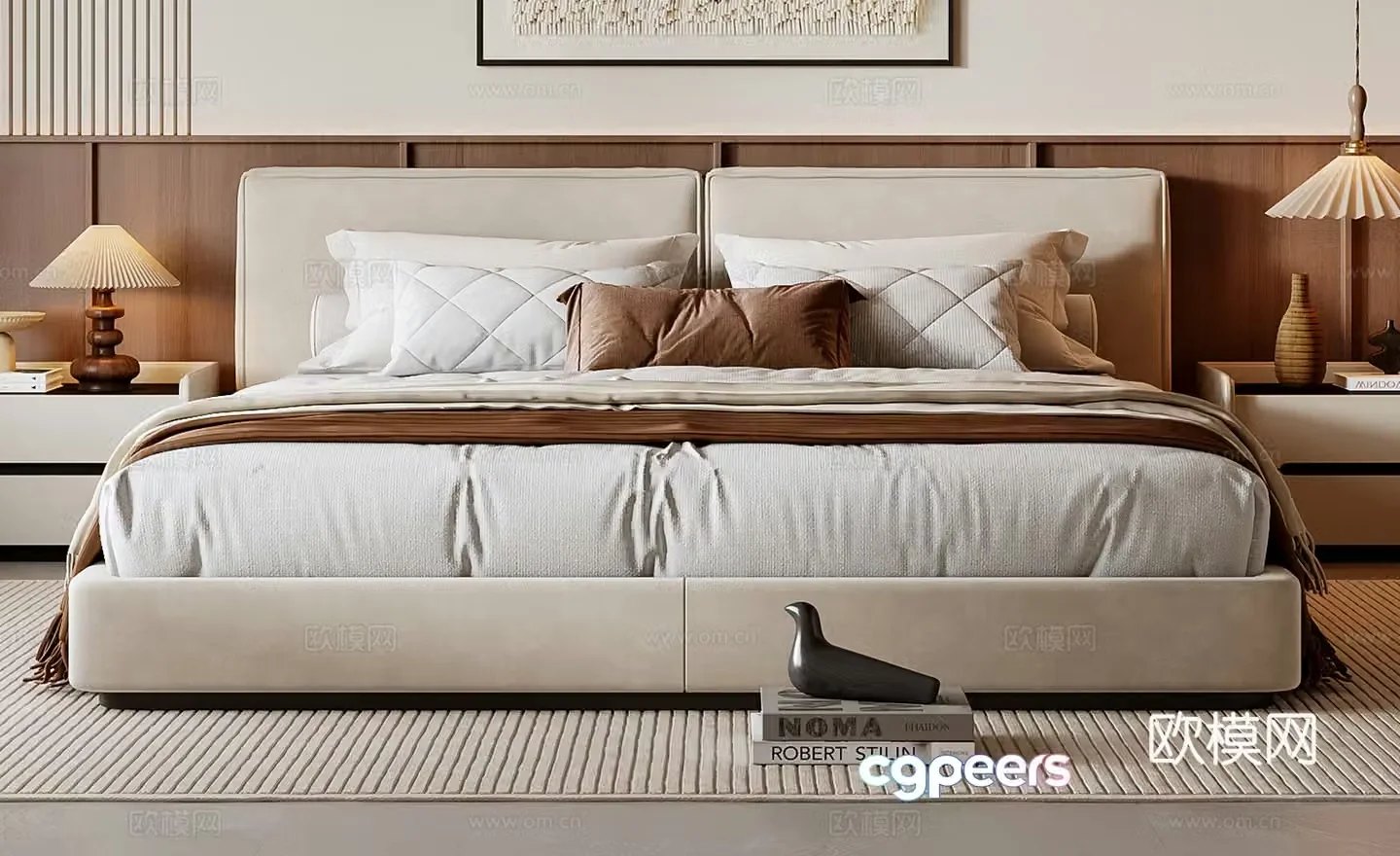 Middle-aged double bed 3D model