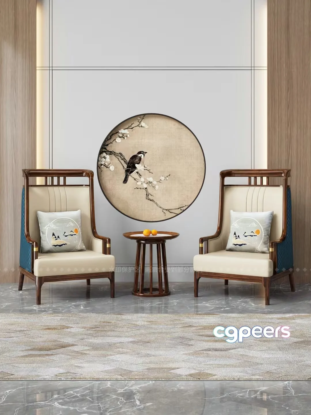 Traditional Chinese Sitting Area 3D Model – 21693 – VRAY Render