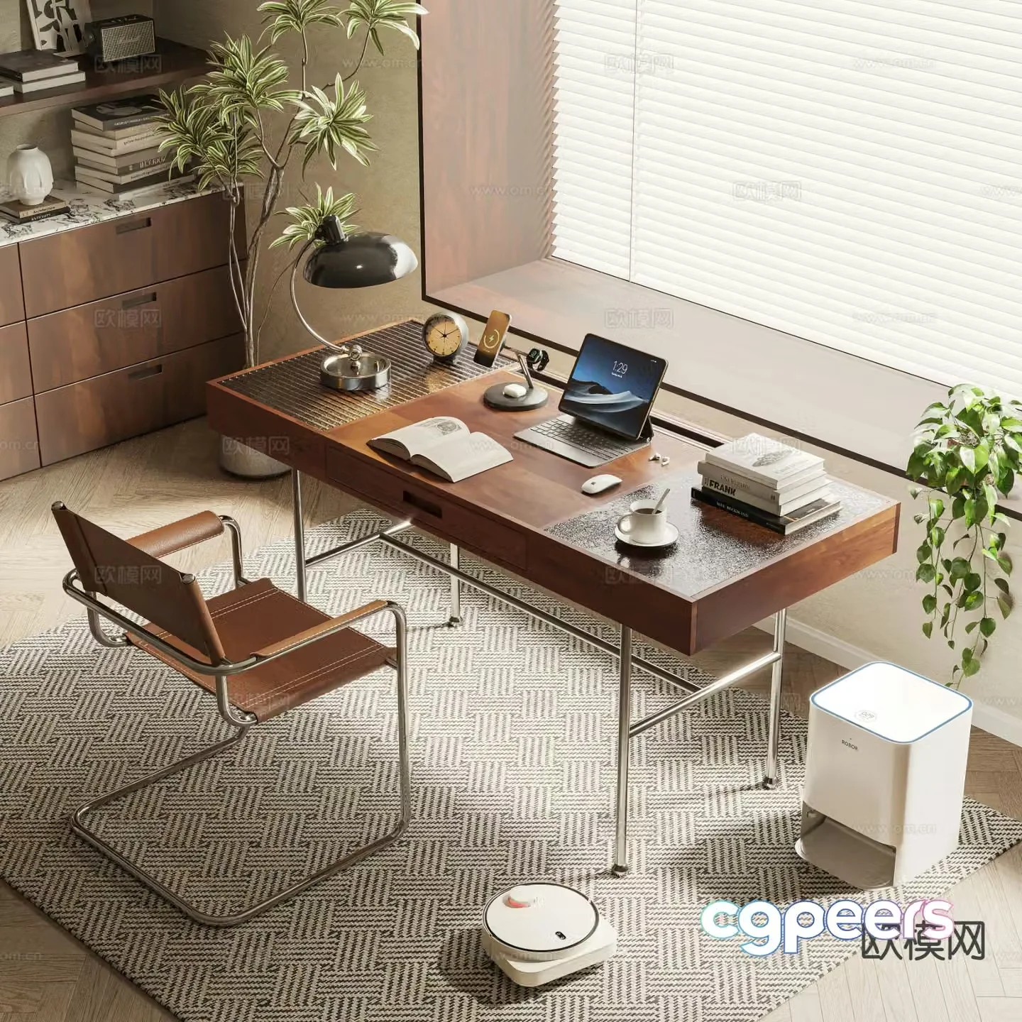 Medieval style desk writing desk computer desk 3d model