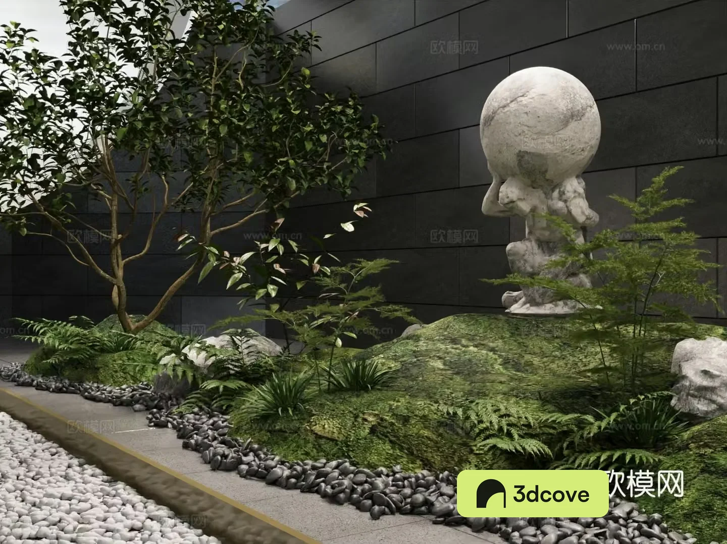 Modern interior landscape green plant landscaping small scenery sketch basement