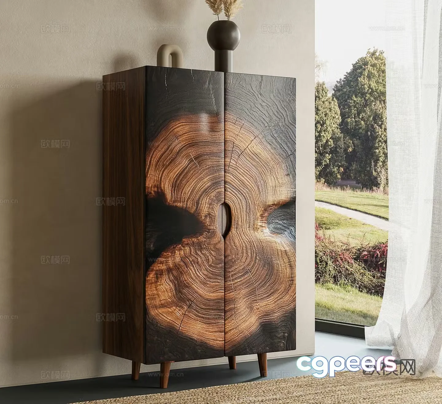 Wabi-sabi entrance cabinet side cabinet 3d model