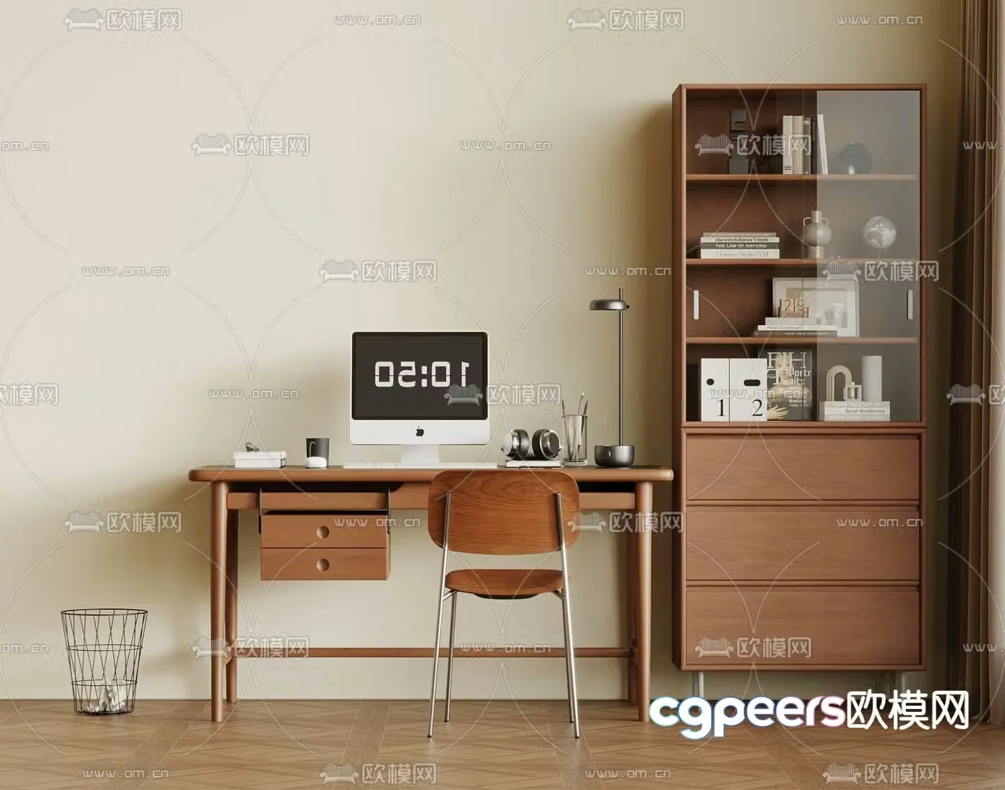 Medieval style desk computer desk study table 3d model