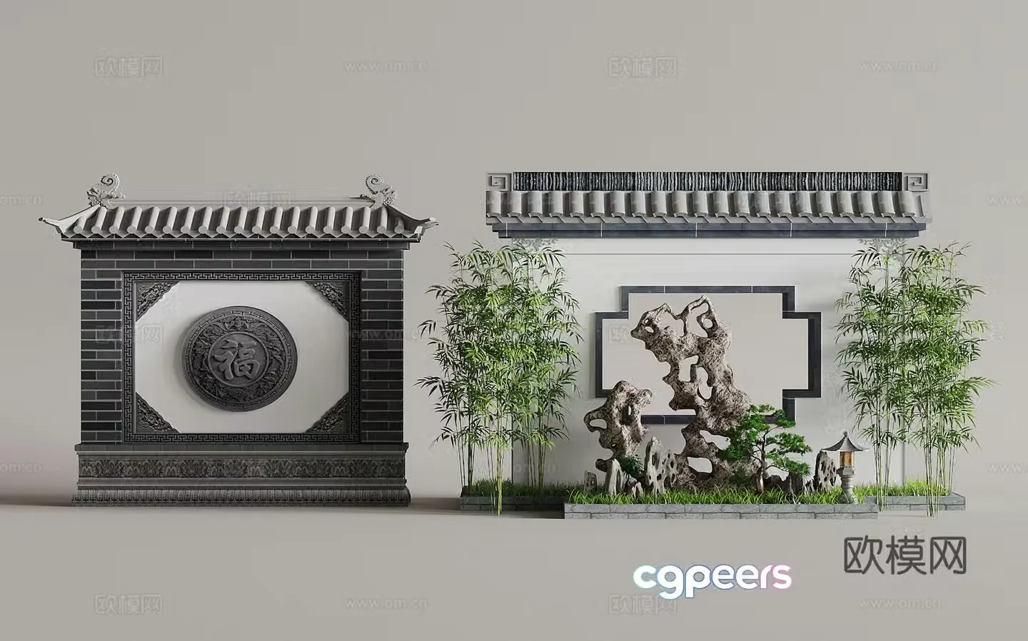 09 Screen wall Chinese landscape wall Screen wall Screen wall Landscape wall 3D model