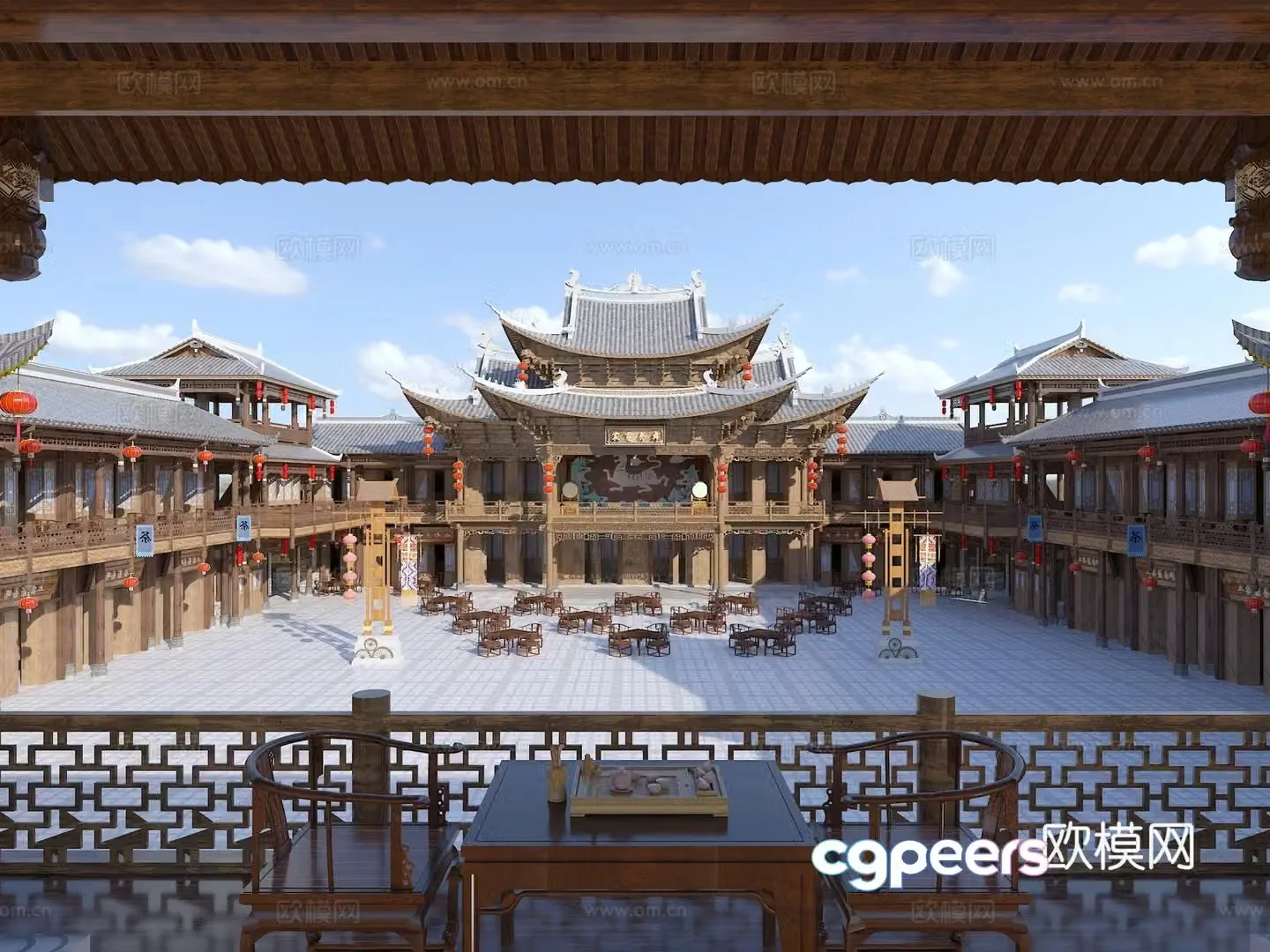Chinese ancient building theater theater 3d model