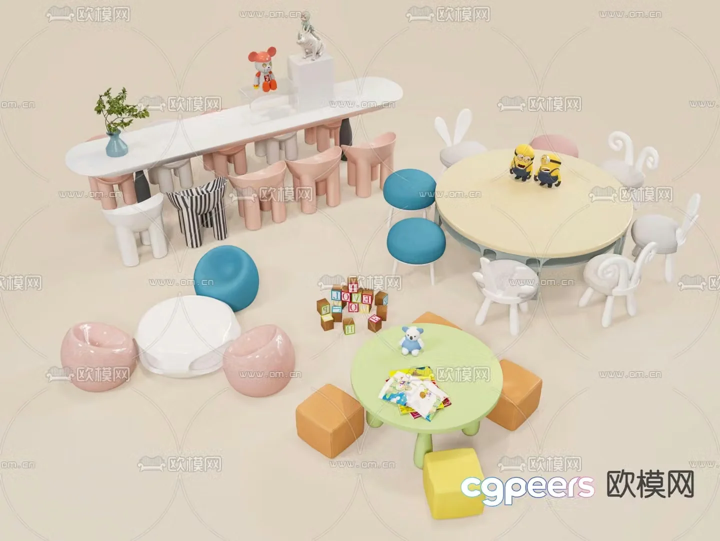 Children’s table and chair 3d model