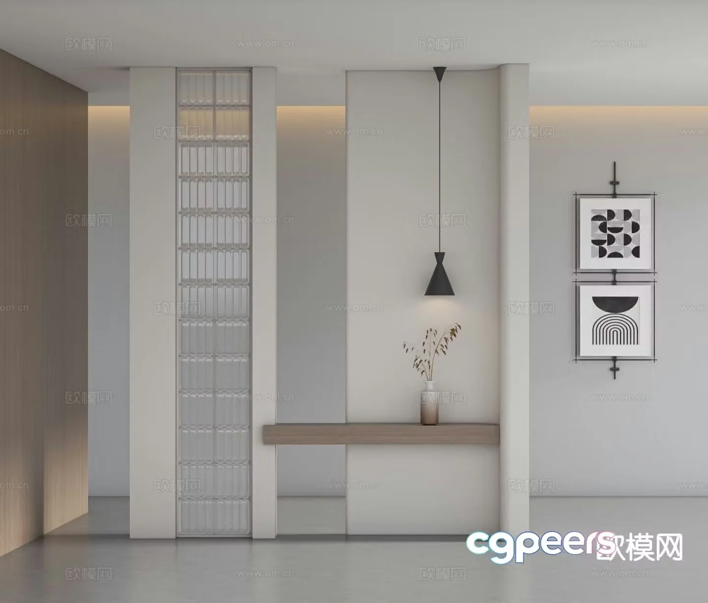 Modern entrance partition glass partition 3d model