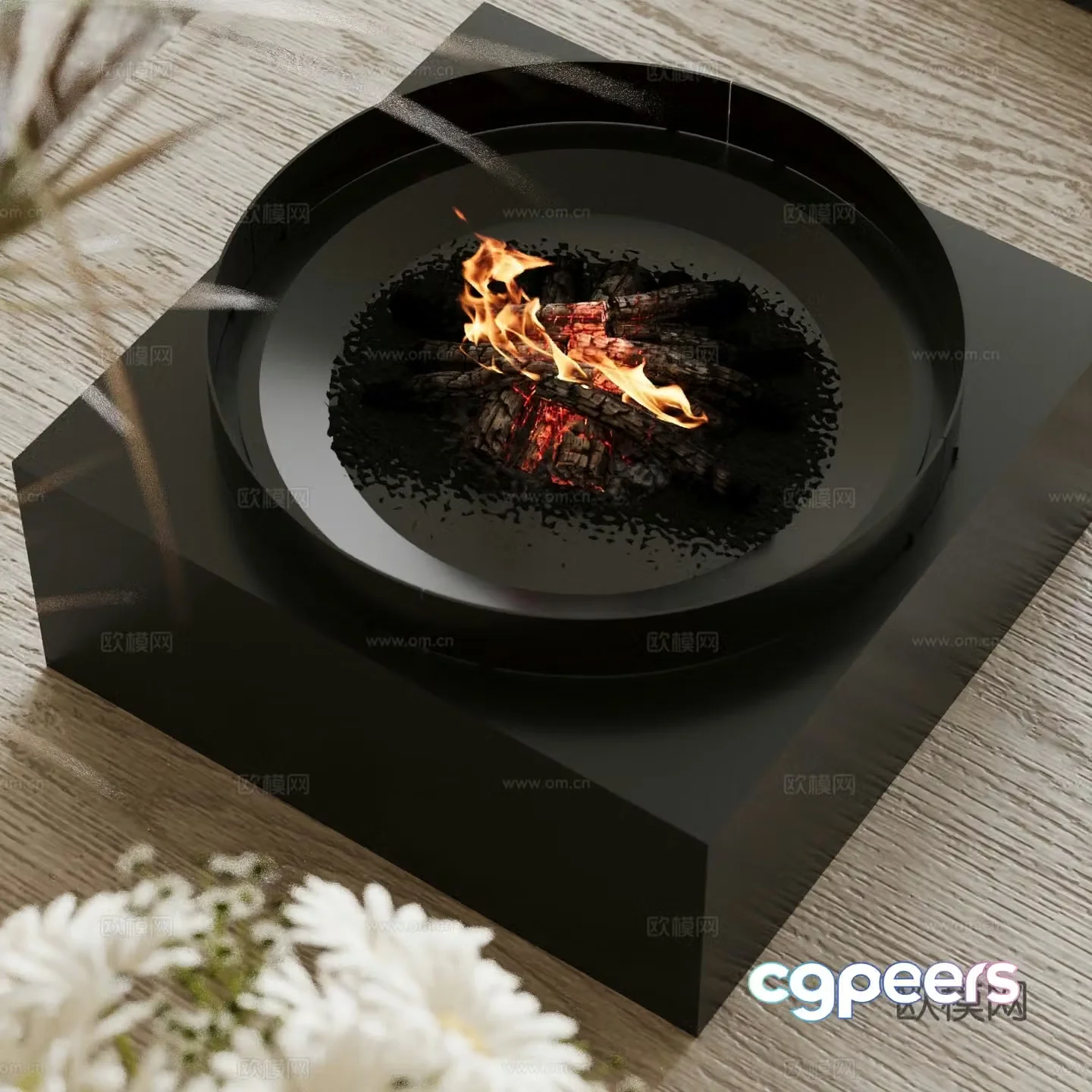 Modern fireplace Coffee table stove Fireplace 3d model