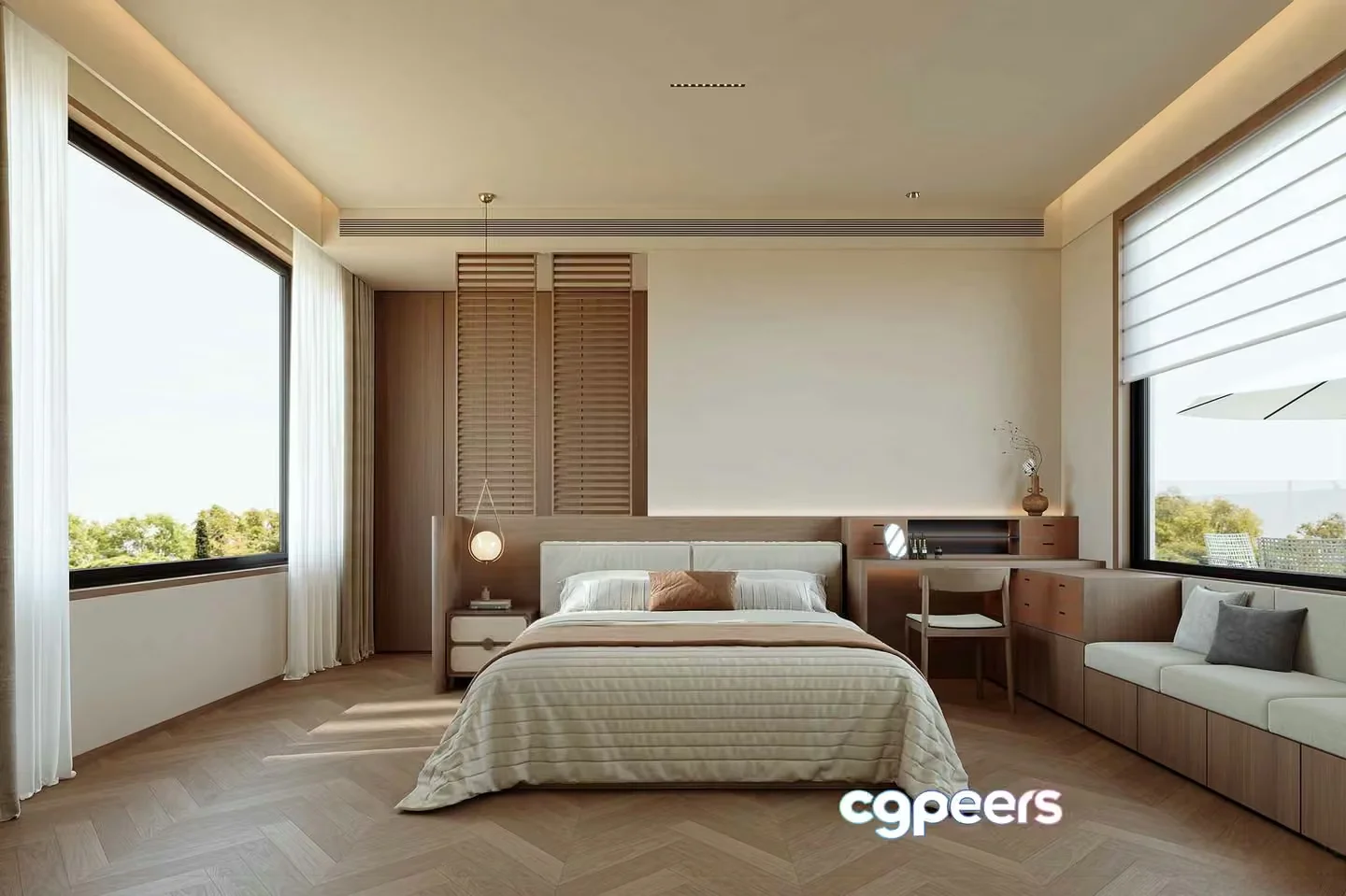 Modern Minimalist Bedroom 3D Model – 16137 – CORONA Render