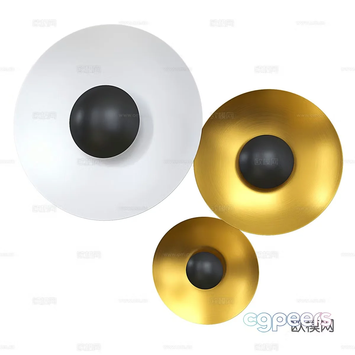 New Chinese Ginger Marset 3D round wall lamp model