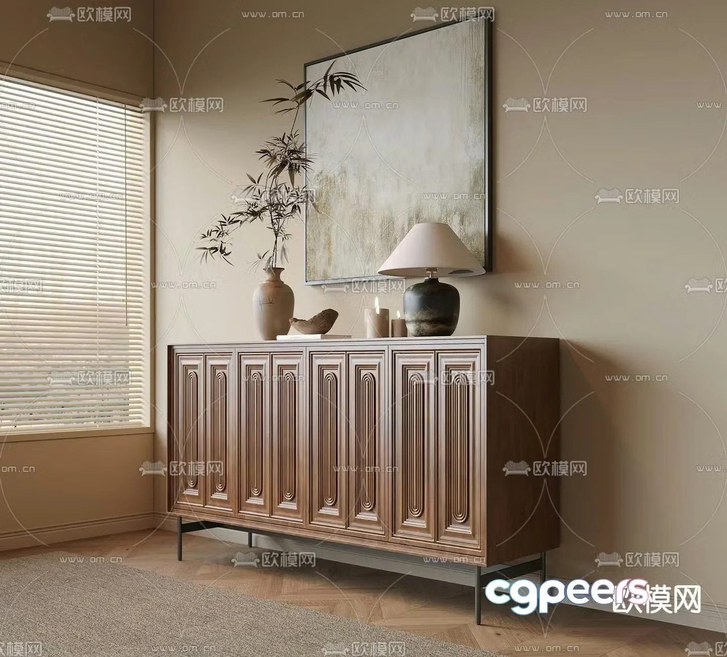 Medieval style side cabinet entrance cabinet end view cabinet 3D model
