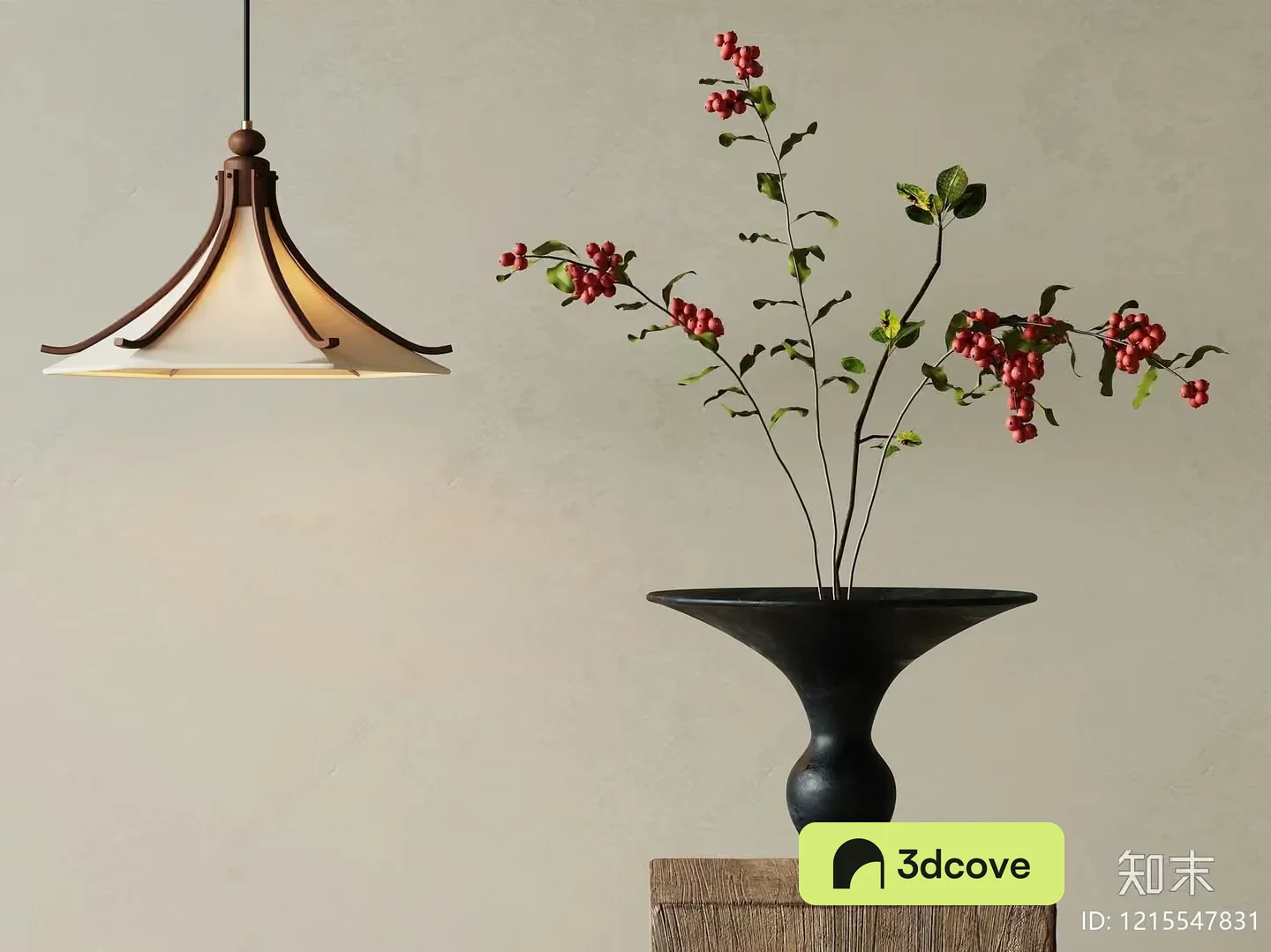 A Light Fixture With A Wooden Design