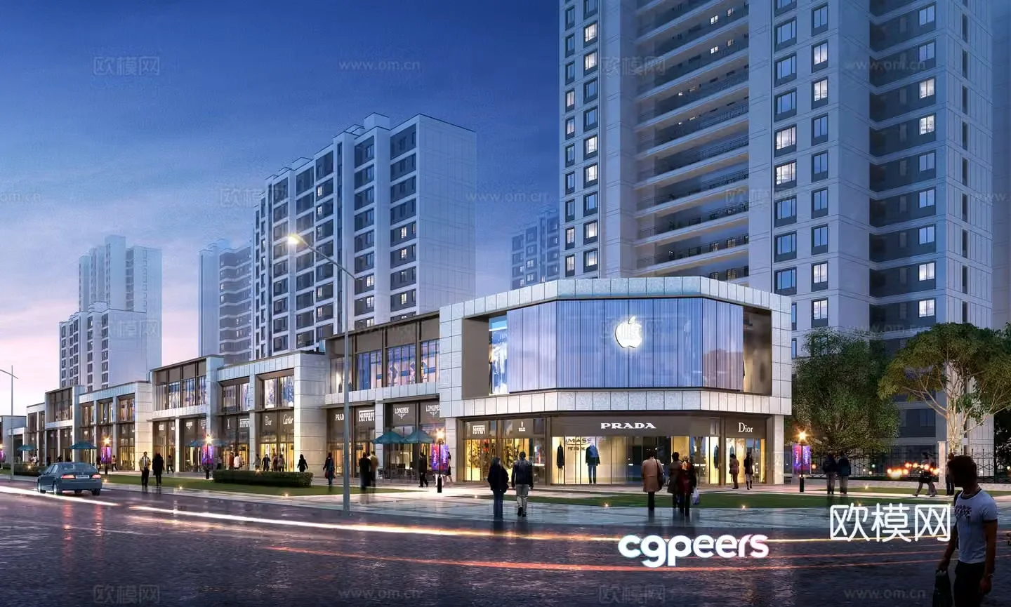 Modern Commercial Street Pedestrian Street 3D model