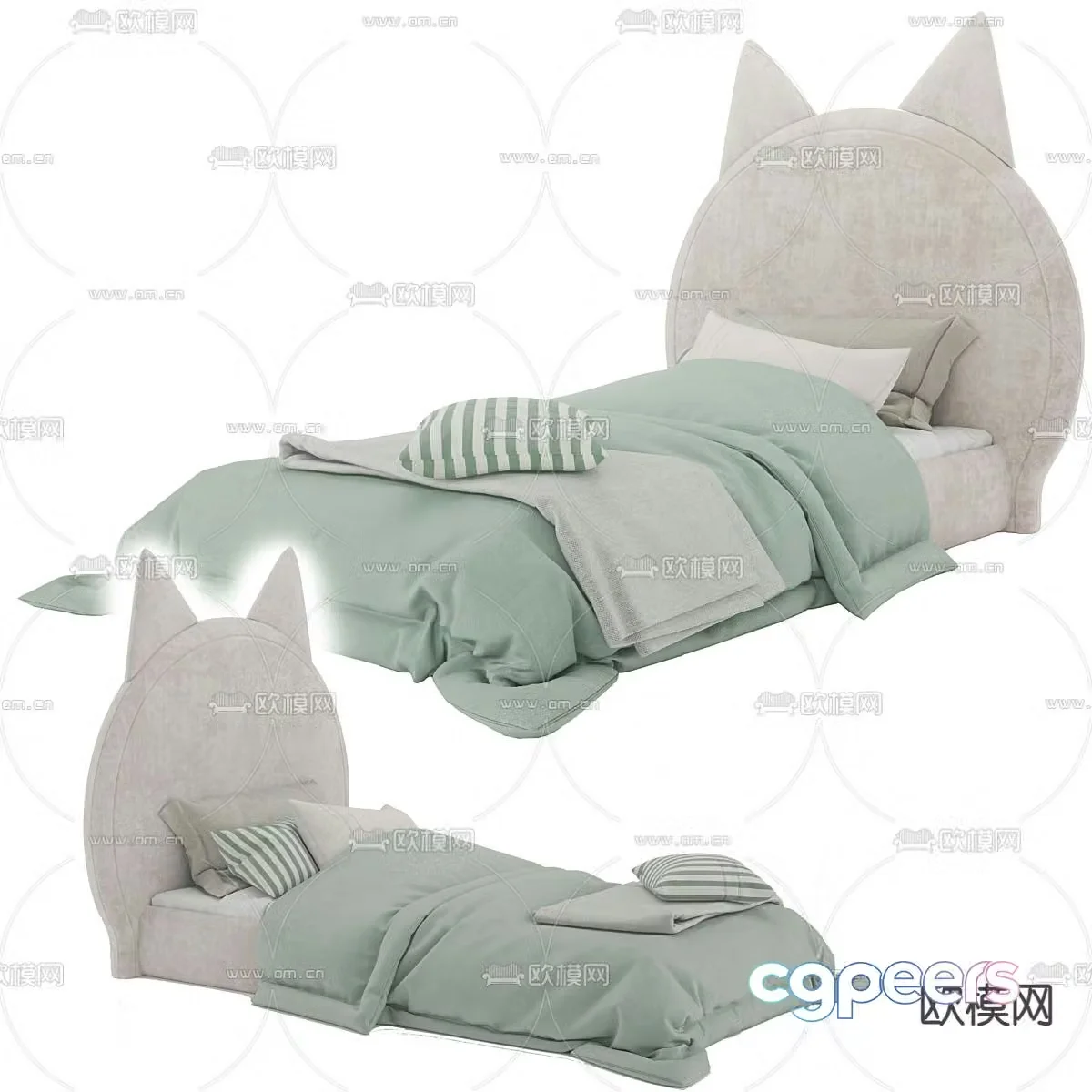 Modern children’s bed single bed 3d model