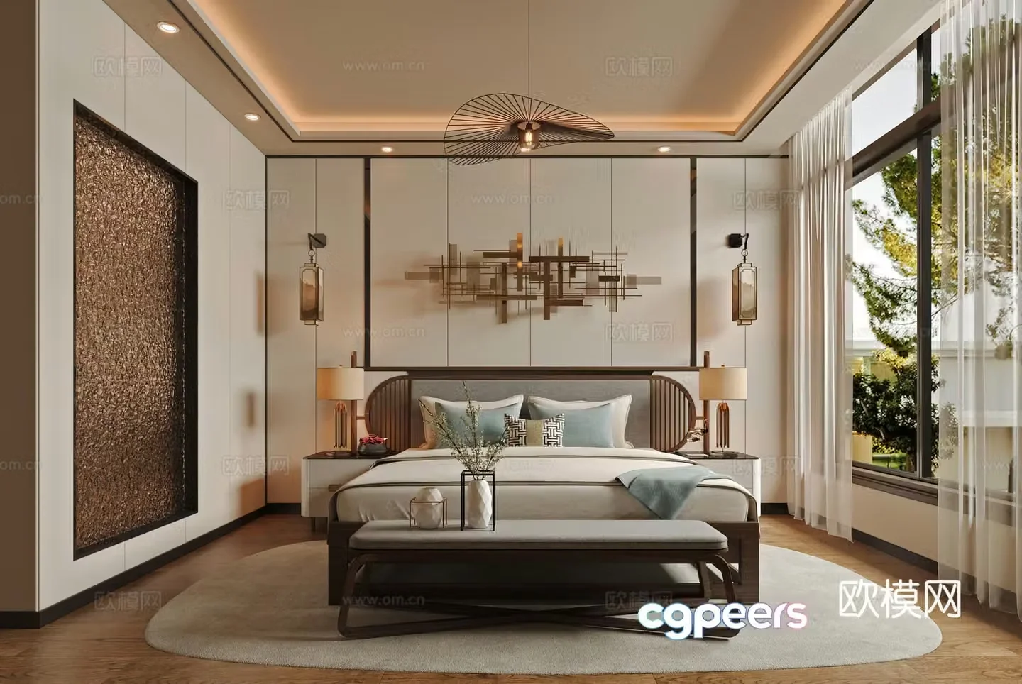 New Chinese bedroom 3D model