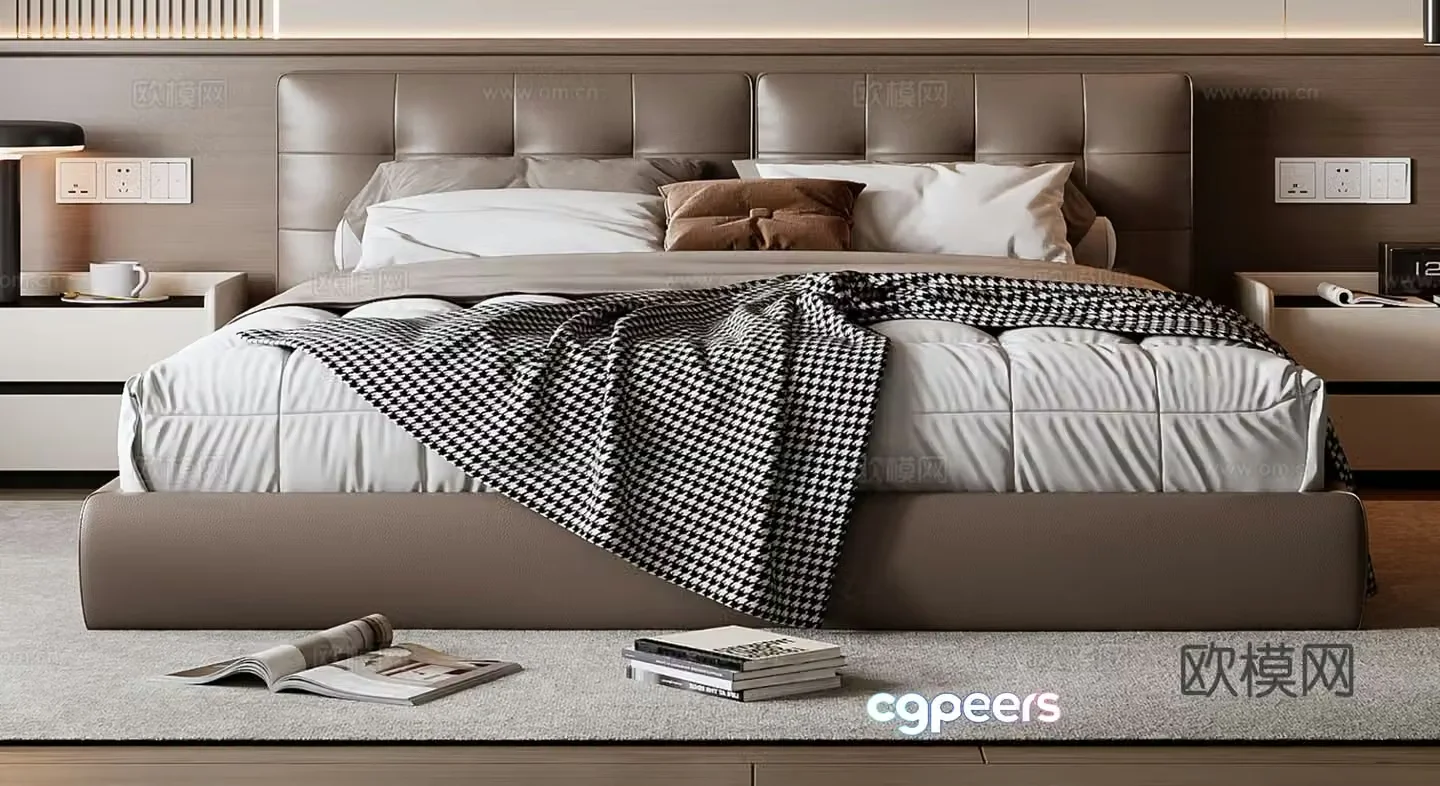 Italian double bed 3d model