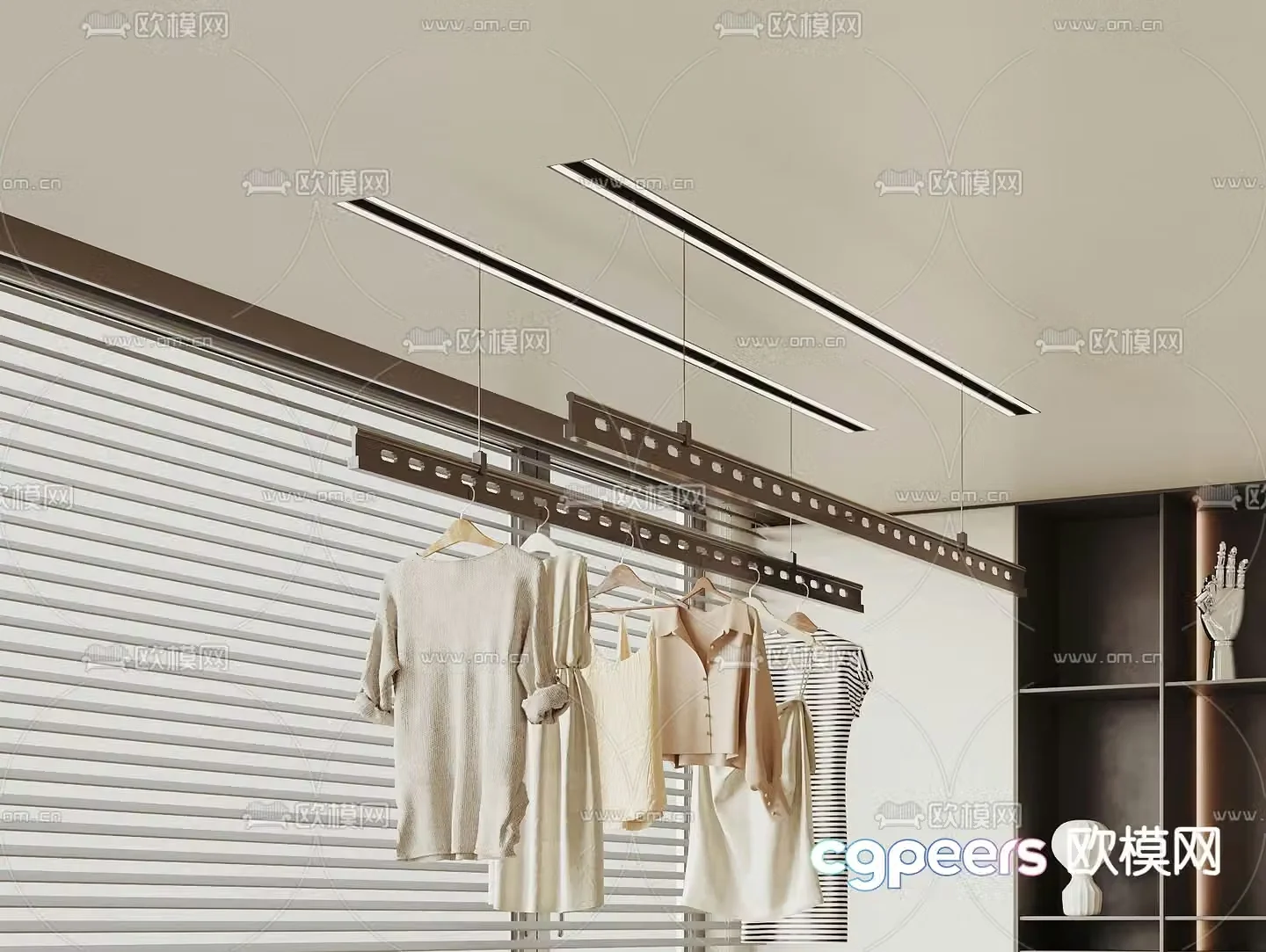 Invisible clothes drying rack electric clothes drying rack lifting clothes drying rack 3D model