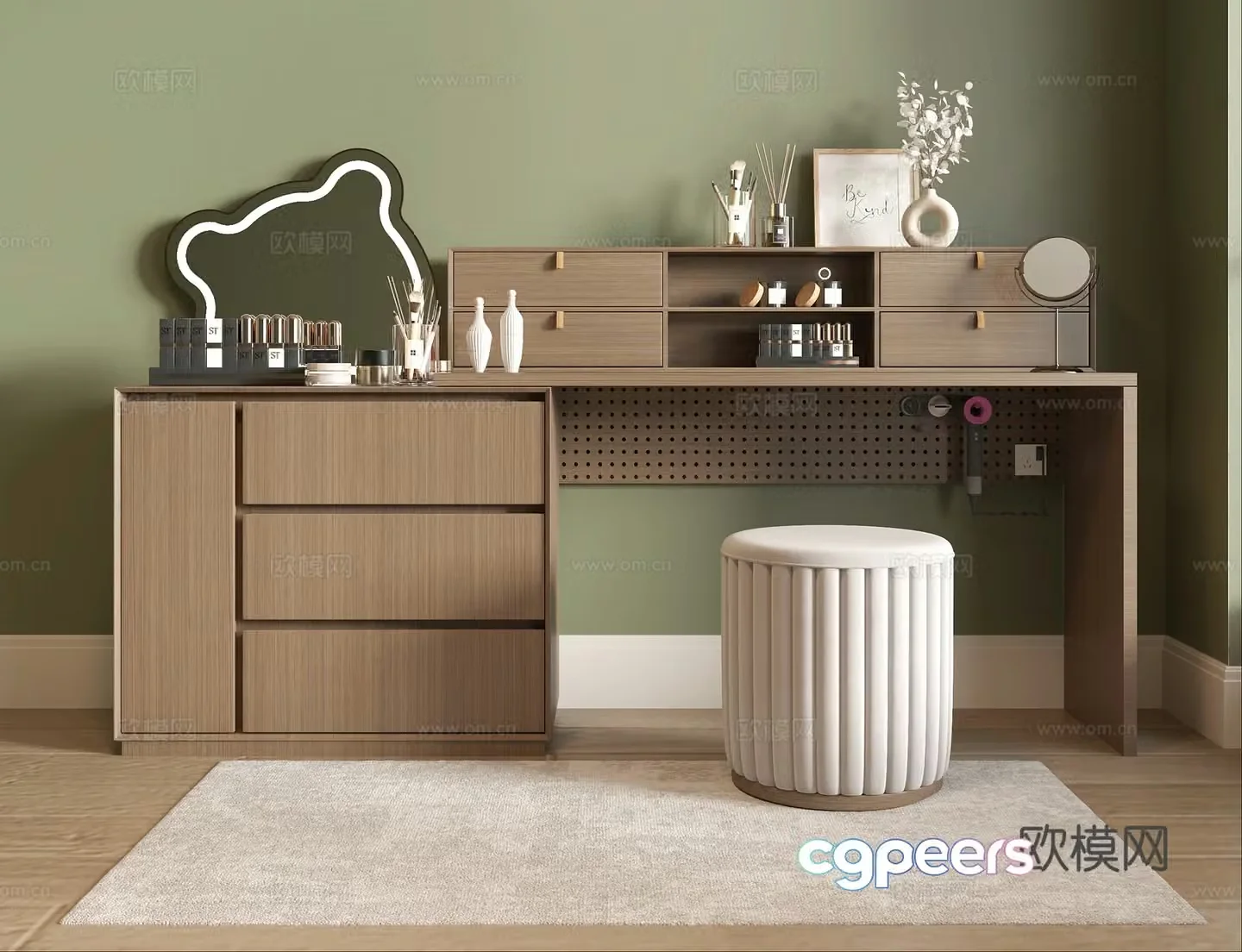 Medium style dressing table 3D model