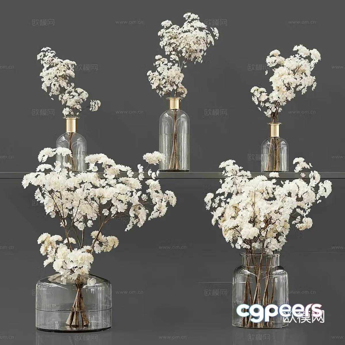 New Chinese style light luxury vase flower art 3D model