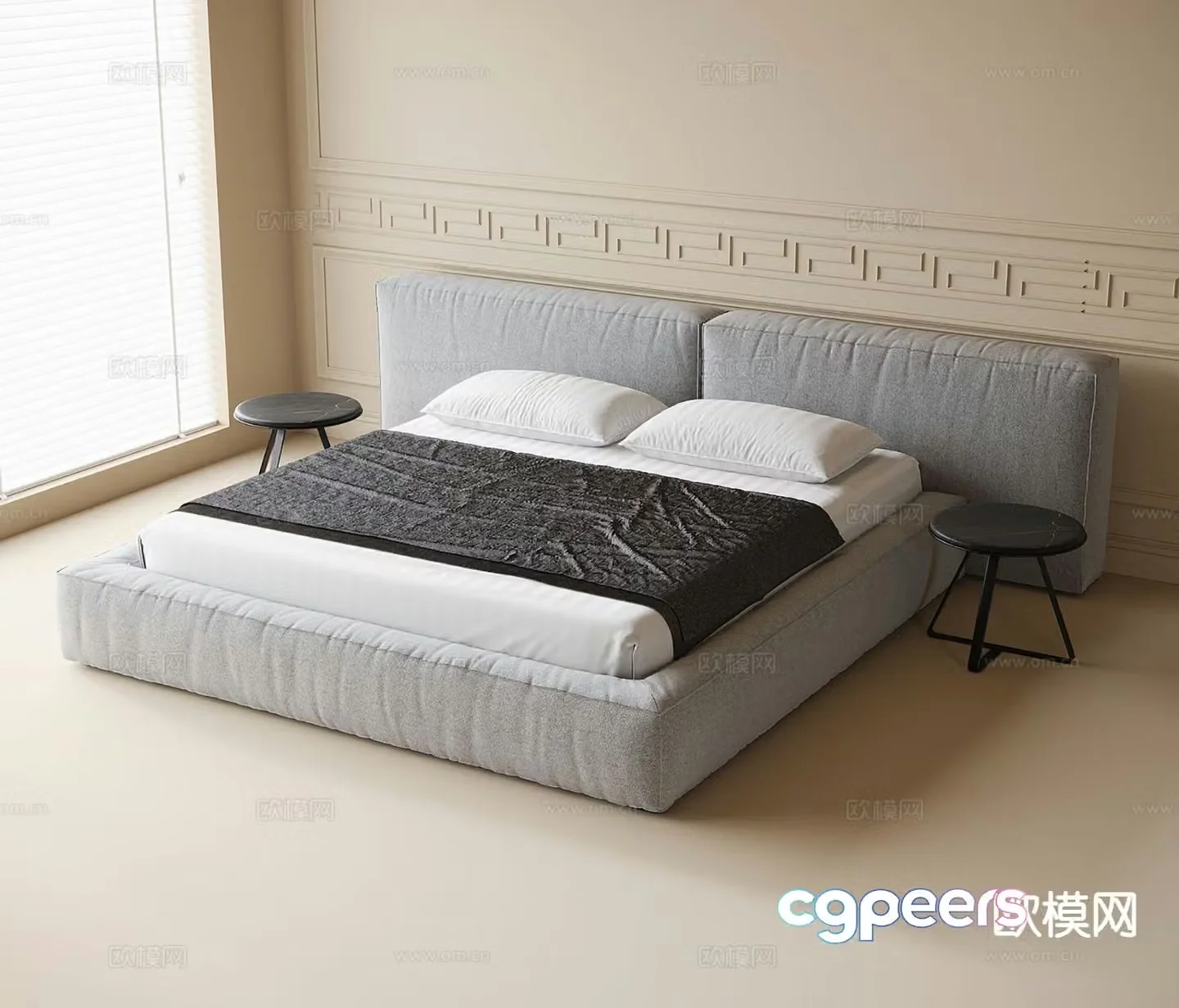 Modern double bed 3d model