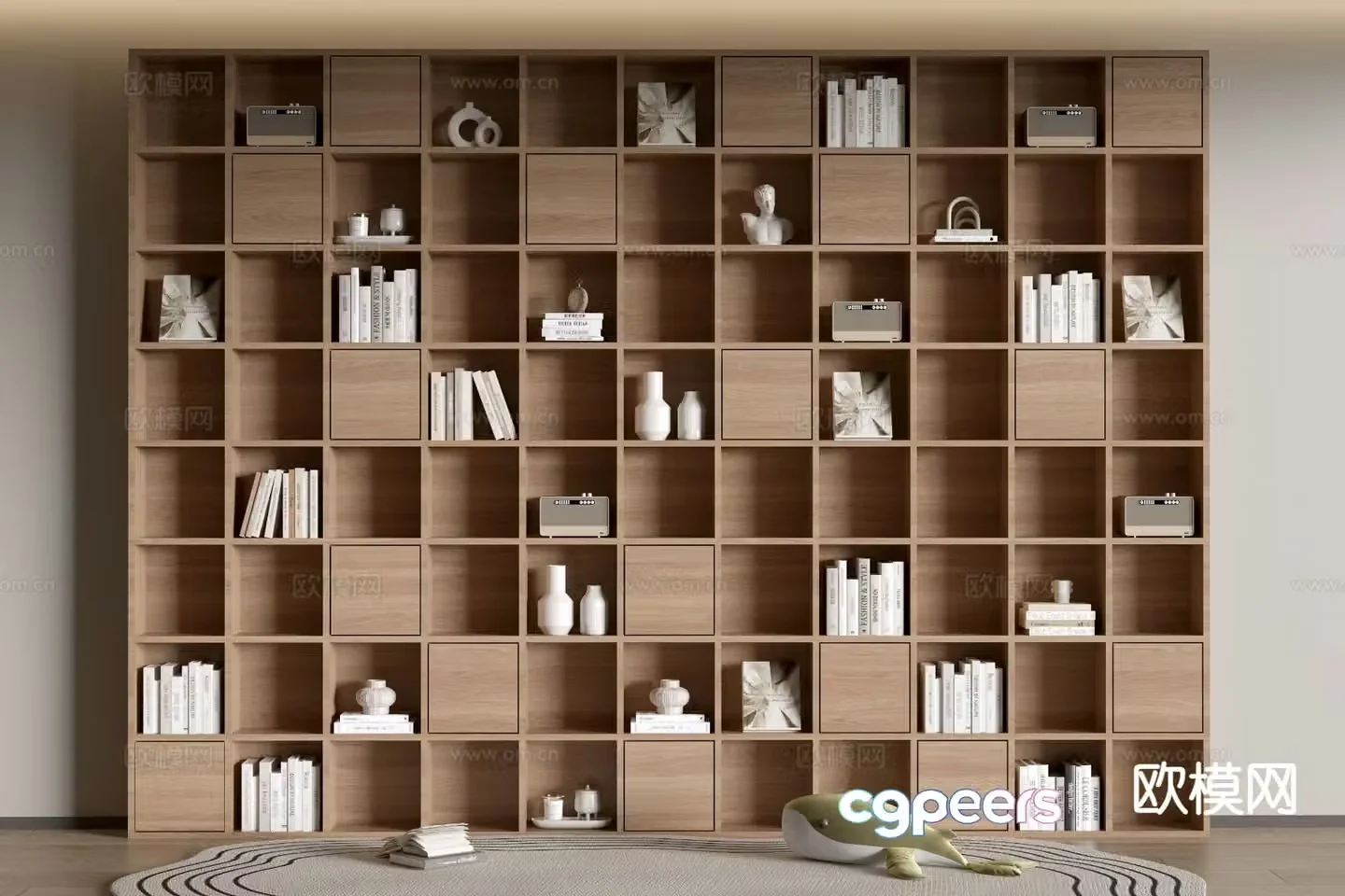 Modern bookcase integrated cabinet 3d model